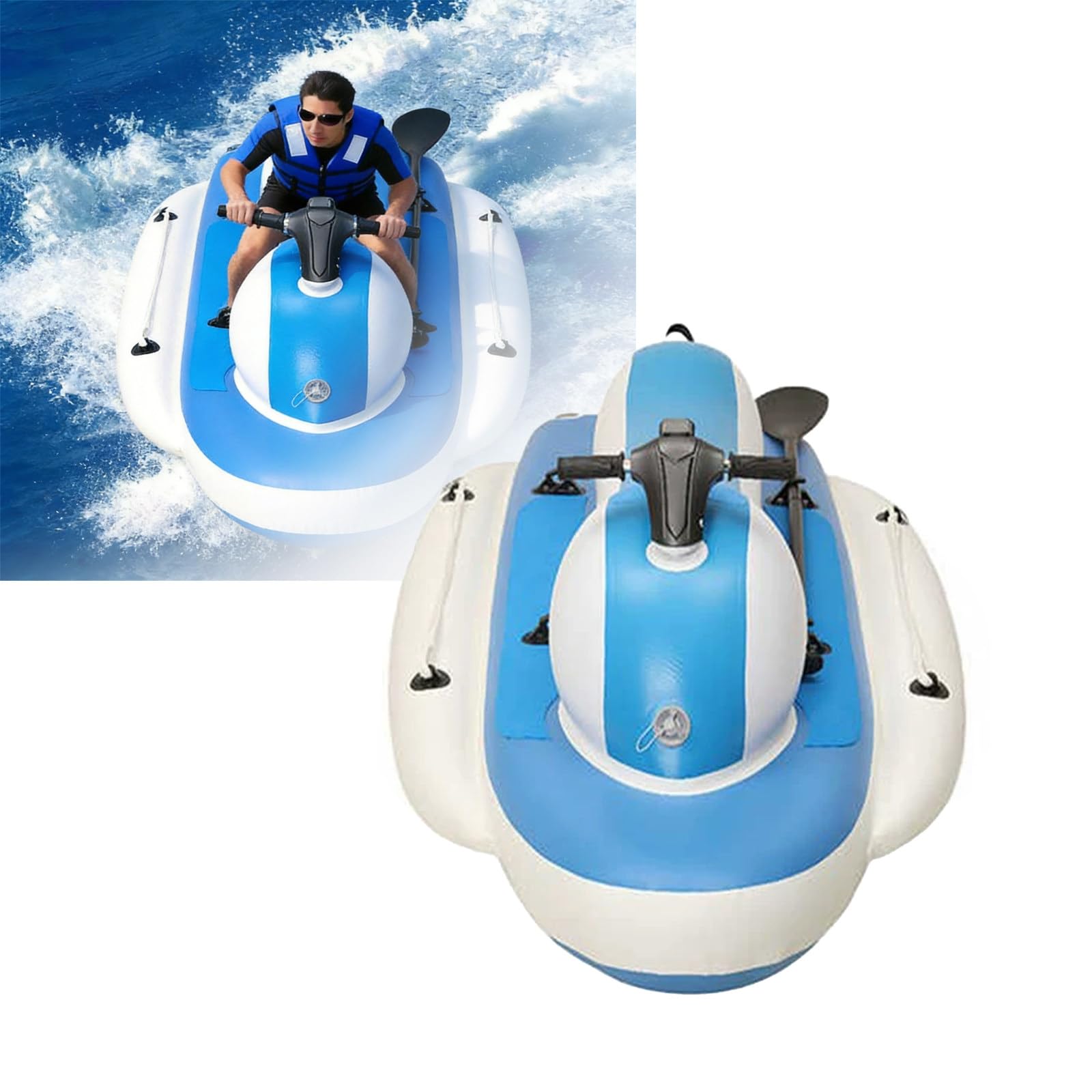 oldable Electric Water Scooter, Heavy Duty Inflatable Jet Ski with Rechargeable Battery, 5 Air Chambers Anti-Tip Design, Portable Watercraft for Adults Diving & Summer Water Recreation 700w/16A