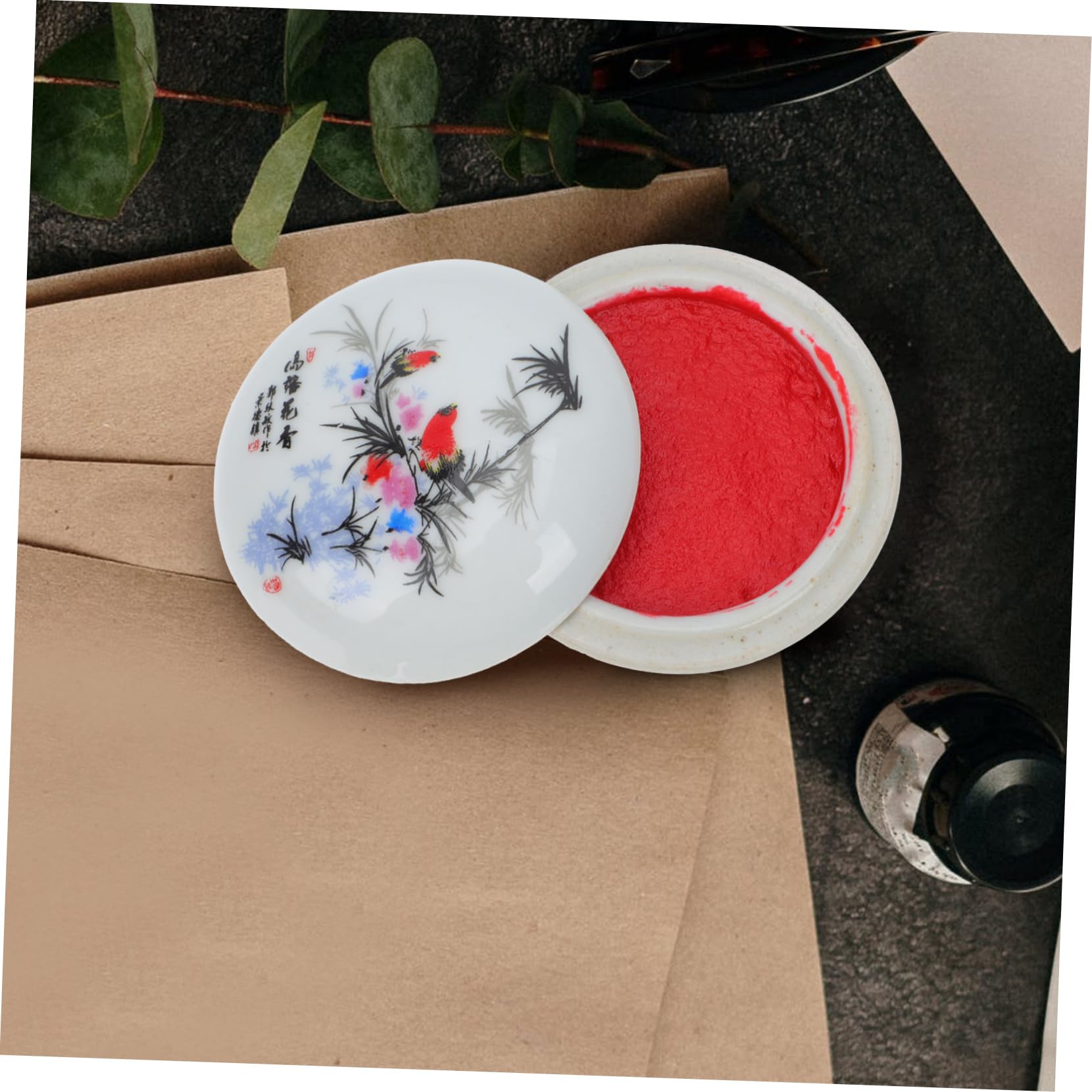 Housoutil 2 Set Tampone di Inchiostro Mano Rosso Tampone per Pittura Tampone Cinese Tampone per Ufficio Tampone di Inchiostro Multiuso Tampone per Calligrafia Ceramica 2 Pezzi*2