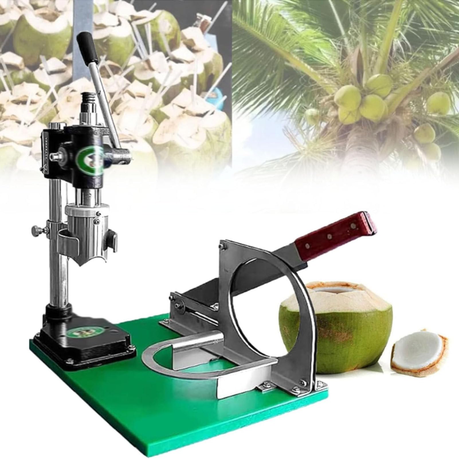 Oiyekntd Coconut Peeling and Shelling Machine, Manual Stainless Steel Coconut Opener Tool, Coconut Hole Driller, for Fresh Coconut Juice, Coconut Hole Open 2.36" Diameter 1Handle