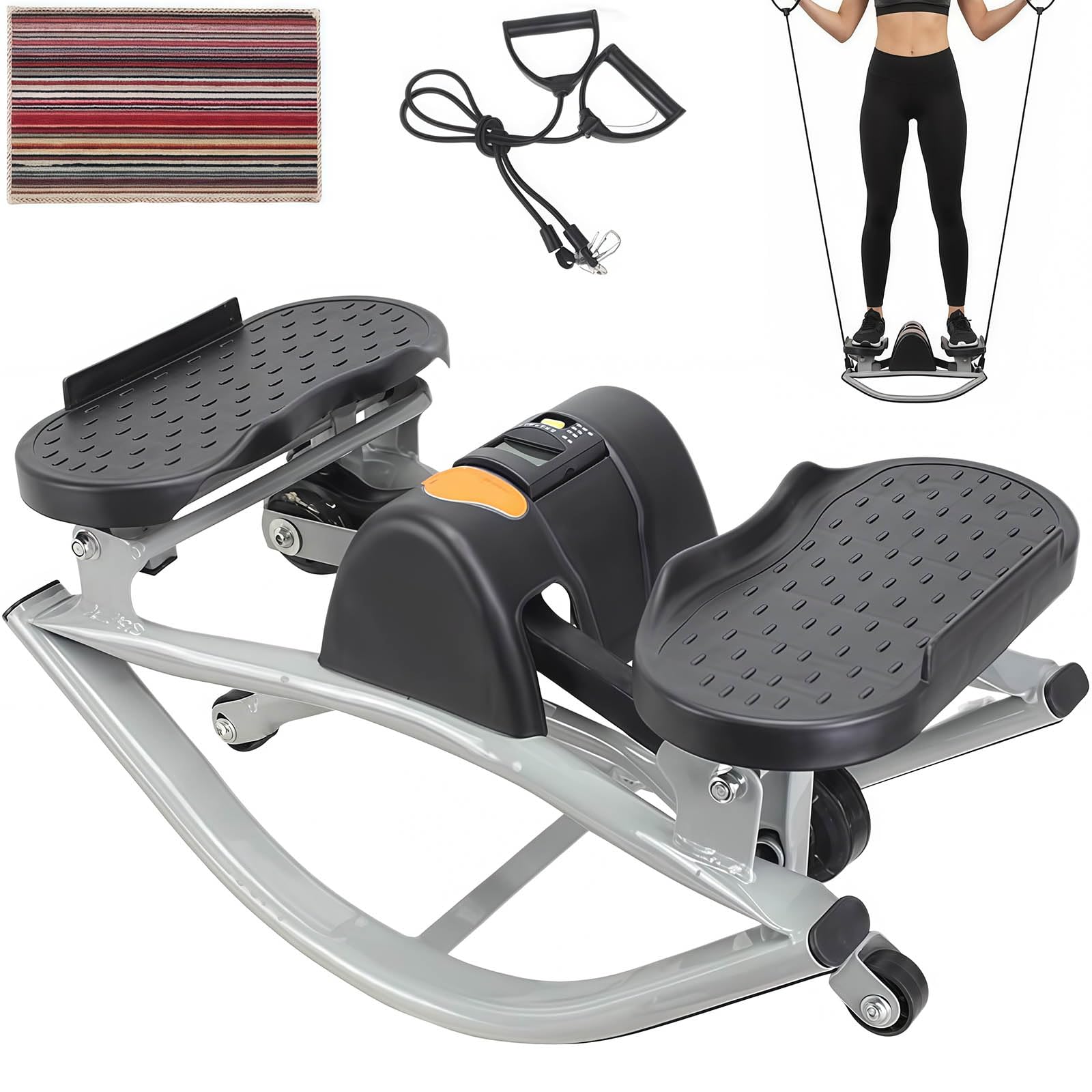Side to Side Rock Stepper, Mini Exercise Machine with Digital Display for Legs & Po, Full Body Workout at Home