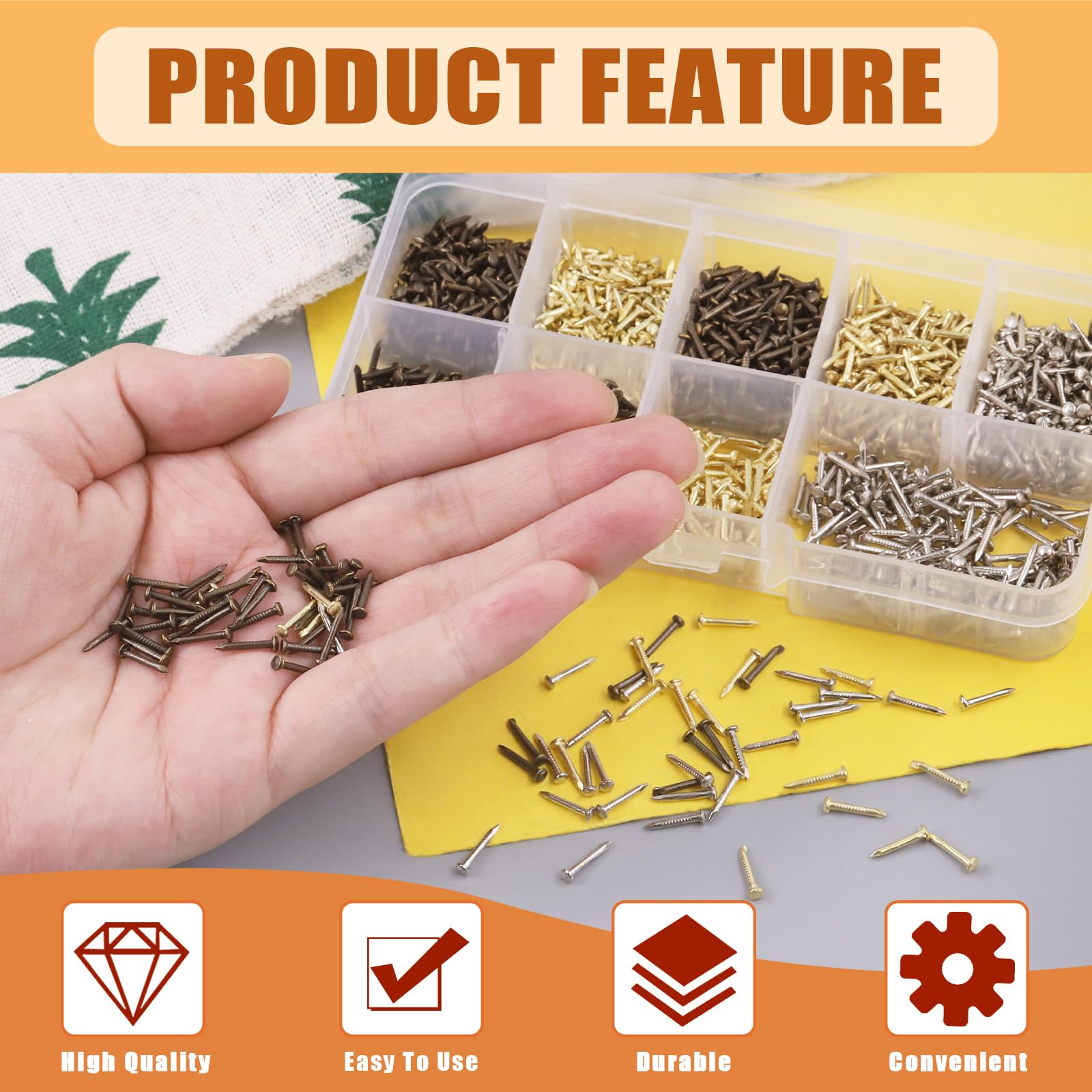 Tanstic 1600Pcs Small Tiny Nails Kit, 1x6mm, 1x8mm - Image 4