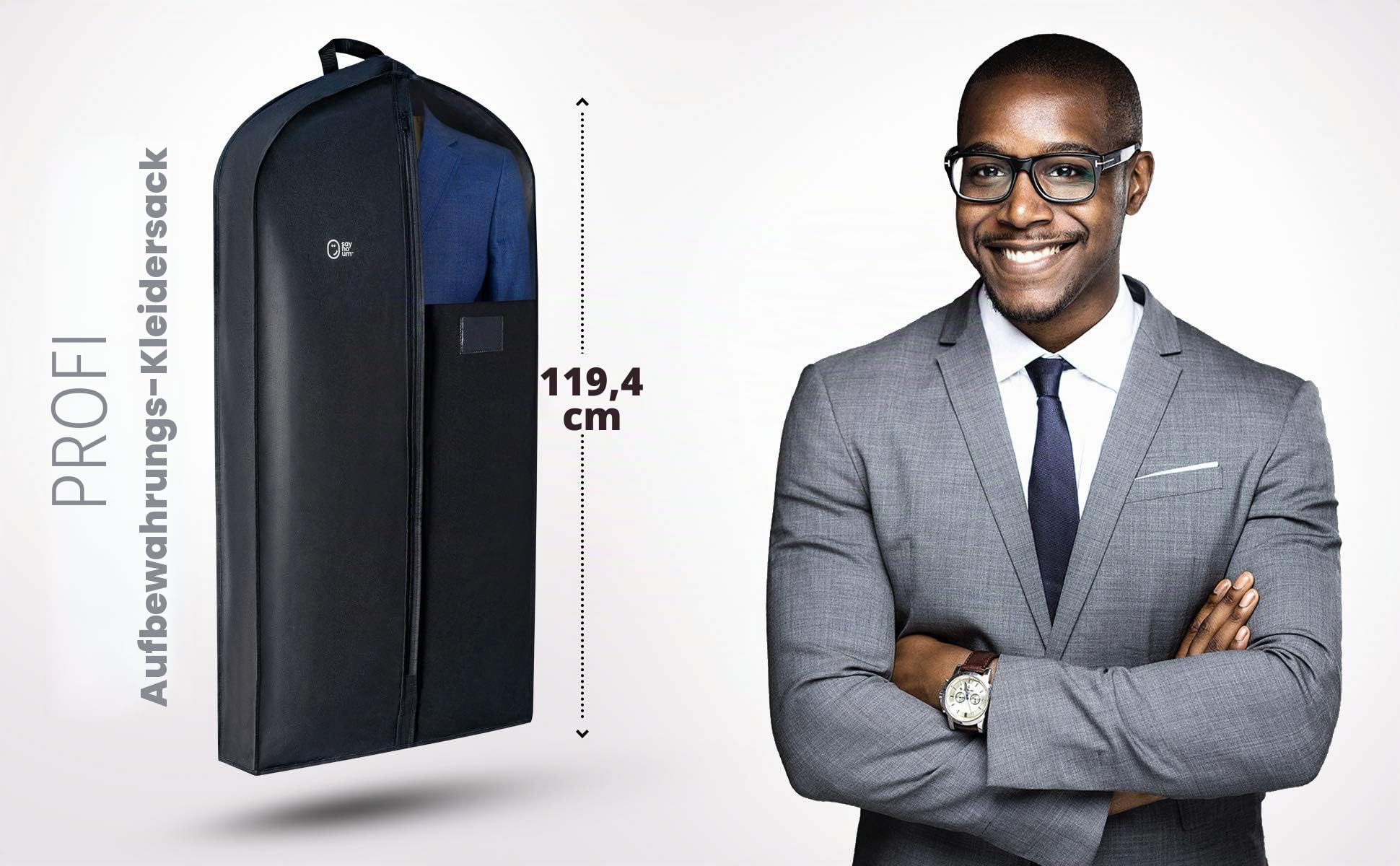 Luxuriöser Kleidersack für Herrenanzug, langes Damenkleid, Smoking, Uniform, 119,9 cm + 12,7 cm Seitenfalte | hängend, atmungsaktiv, faltbare Kleiderhülle und Schutz