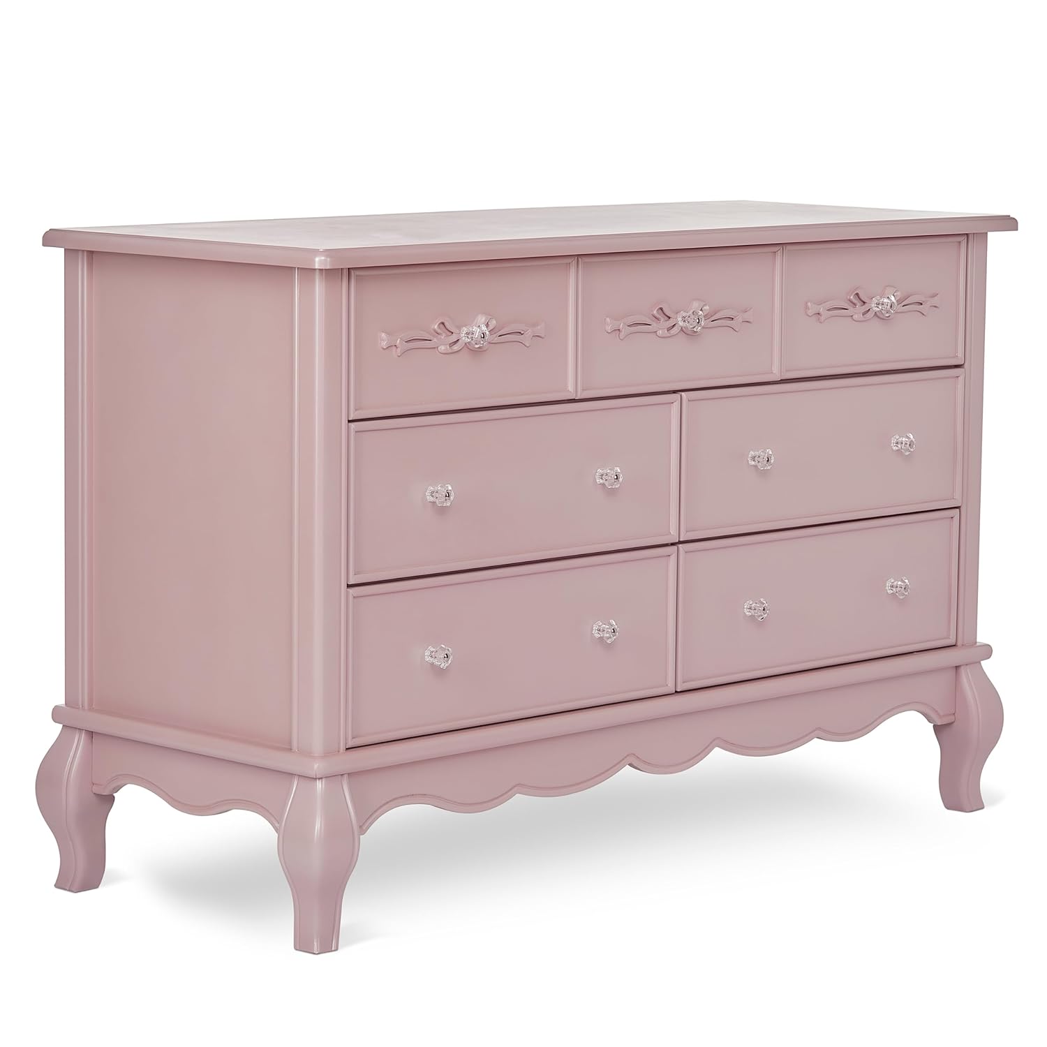 Evolur Aurora 54x20.3x34 Inch Dresser with Changing Tray, Dusty Rose