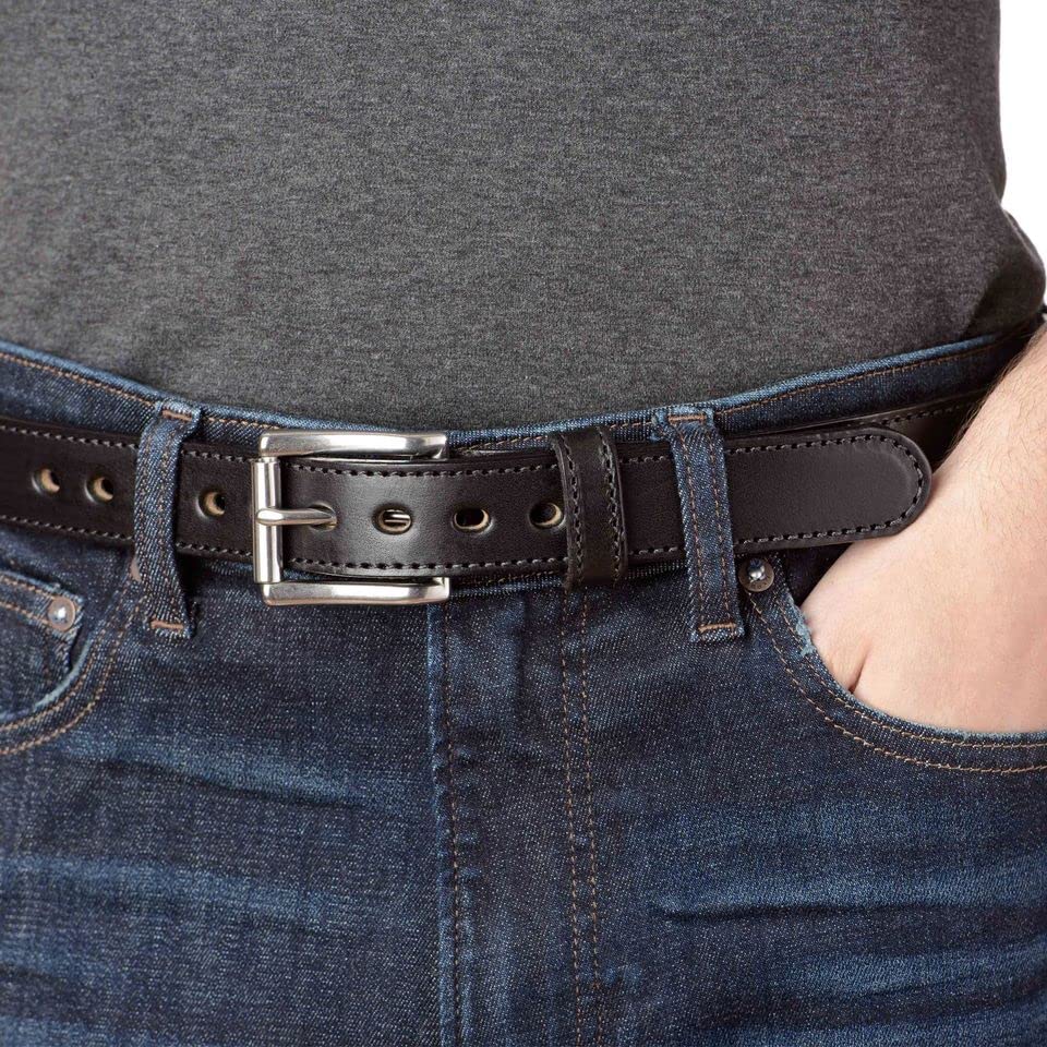 Bullhide Belts Mens Leather Belt, Genuine Full Grain Leather, Heavy-Duty Stitched Belts for Work,1.25" Wide, Made in the USA4