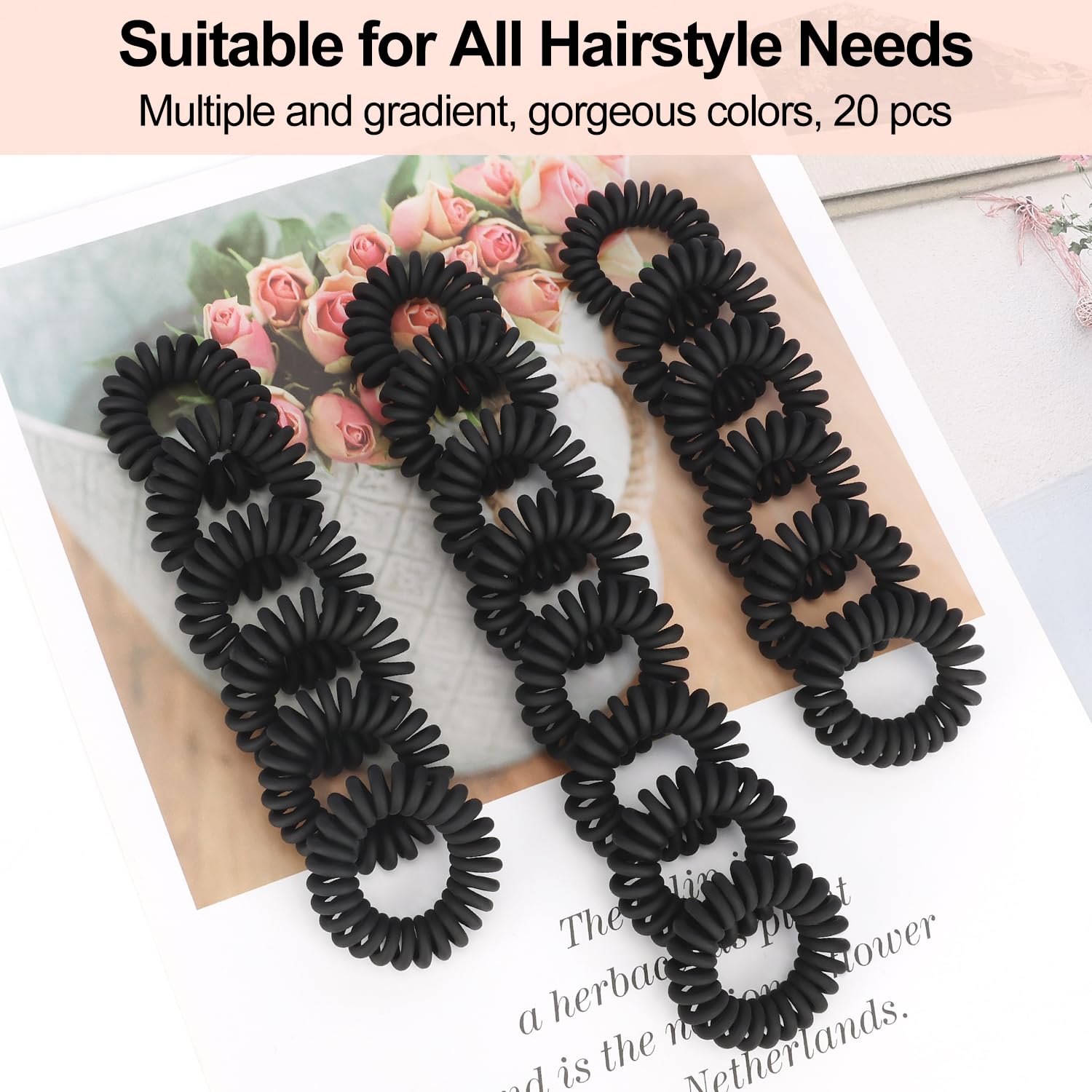 JessLab 20 Pcs Spiral Hair Ties, Plastic Hair Coil Bands - Image 2