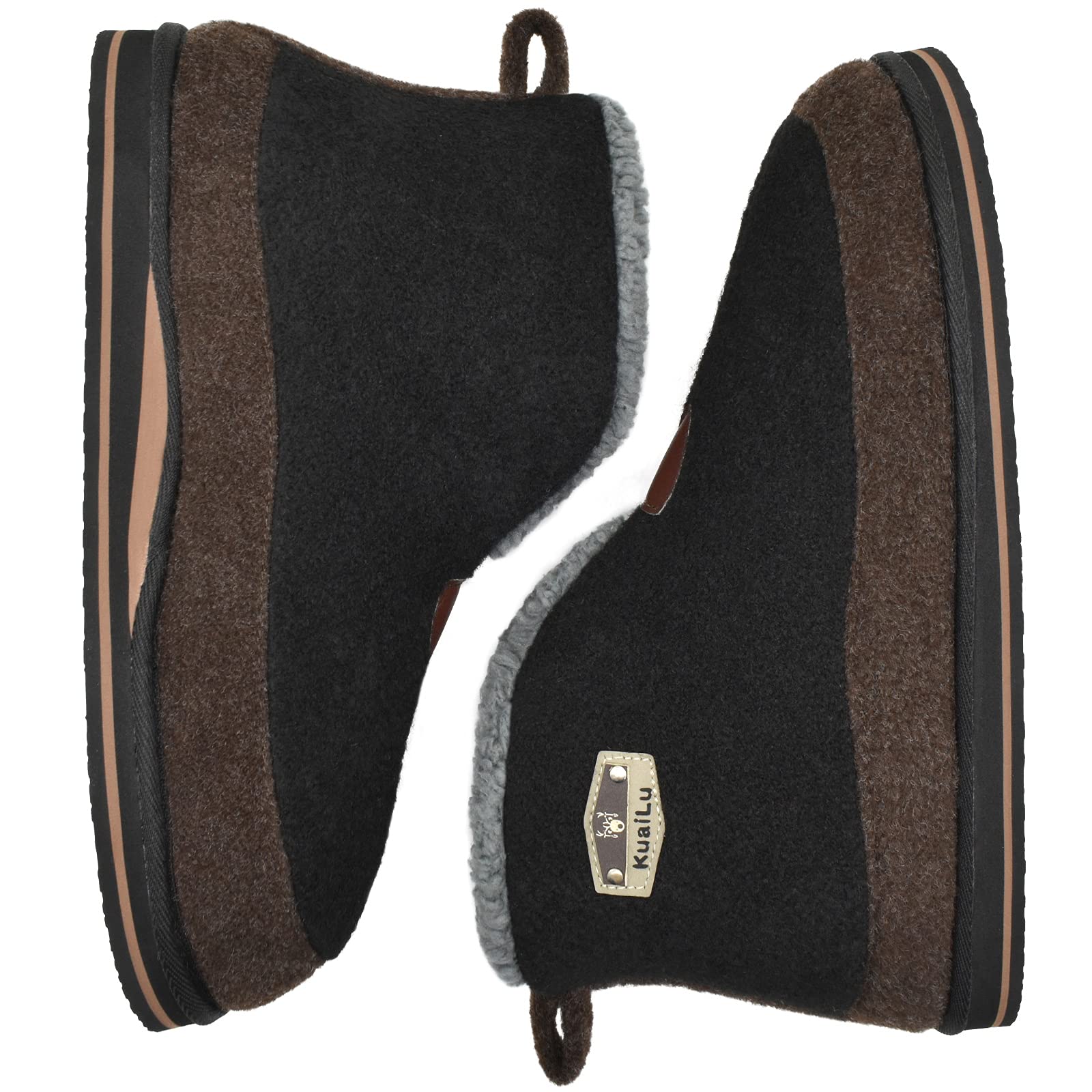 KuaiLu Pantofole Stivaletto Uomo Invernali Babbucce Calde Peluche Pelose Foderata Chiuse Pantofola Stivali Casa Comode Memory Foam Slippers con Indoor outdoor Antiscivolo Suola
