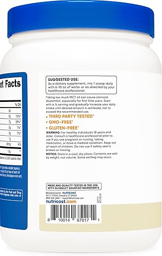 Miniatura 4 de Nutricost Aceite en polvo MCT prémium (1 libra, vainilla) – Lo mejor para dietas cetogénicas, cetosis y cetogénicas – cero carbohidratos netos, sin