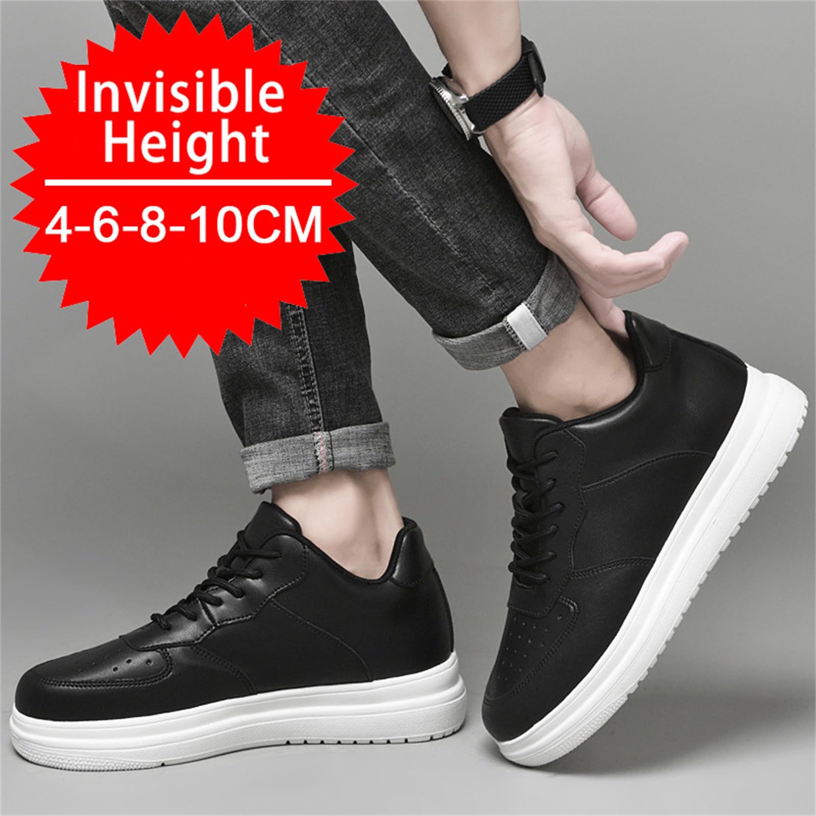 Scarpe da uomo casual per chic sneakers con tacco invisibile 4/6/8/10cm Taller traspiranti Scarpe da passeggio leggere per la palestra la corsa i viaggi e il lavoro all'aperto casual