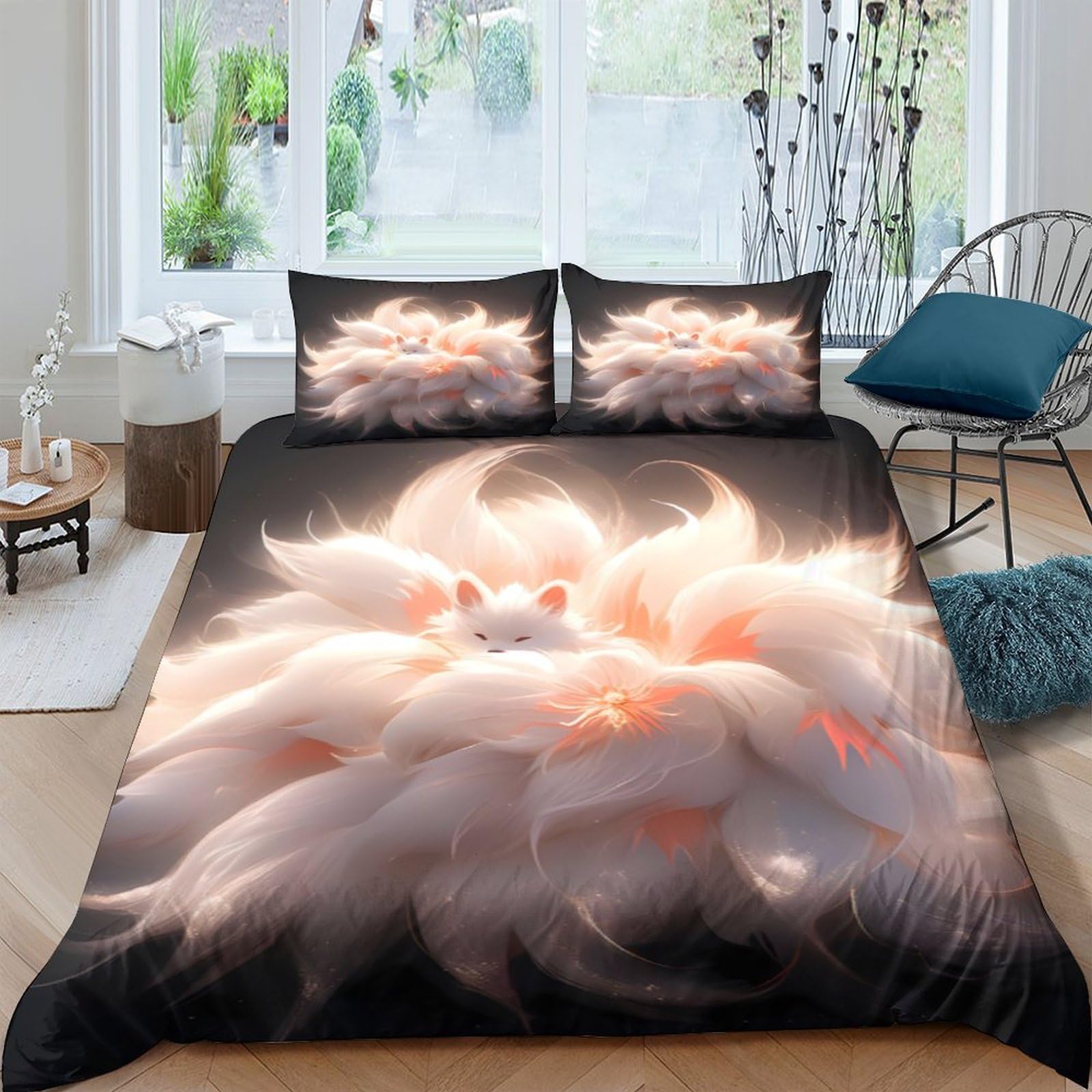 Ctjqhvkz Style-6 3D Printed Fantasy Fox Fitted Sheet Microfiber Soft Breathable Aurora Bed Cover For Bedroom Dorm Mattress Decor Single（135X200cm）