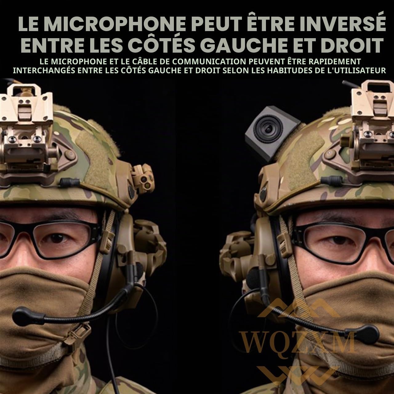 Casque Tactique Casque Antibruit De Chasse Et De Tir avec Microphone, sans Réduction Active du Bruit Version Casque Ecouteur De Tir Casque De Communication(Tan)