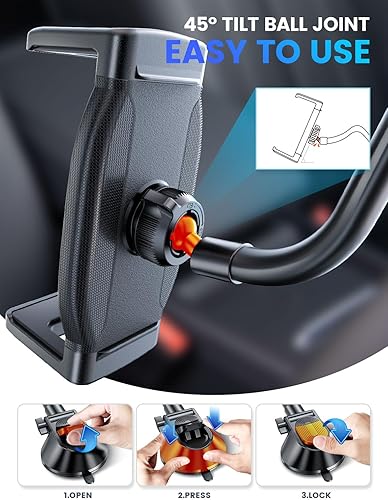 Miniatura 5 de eSamcore Soporte para tablet para automóvil, abrazadera extra profunda de 1.57 pulgadas para iPad para salpicadero de automóvil, cuello de cisne,