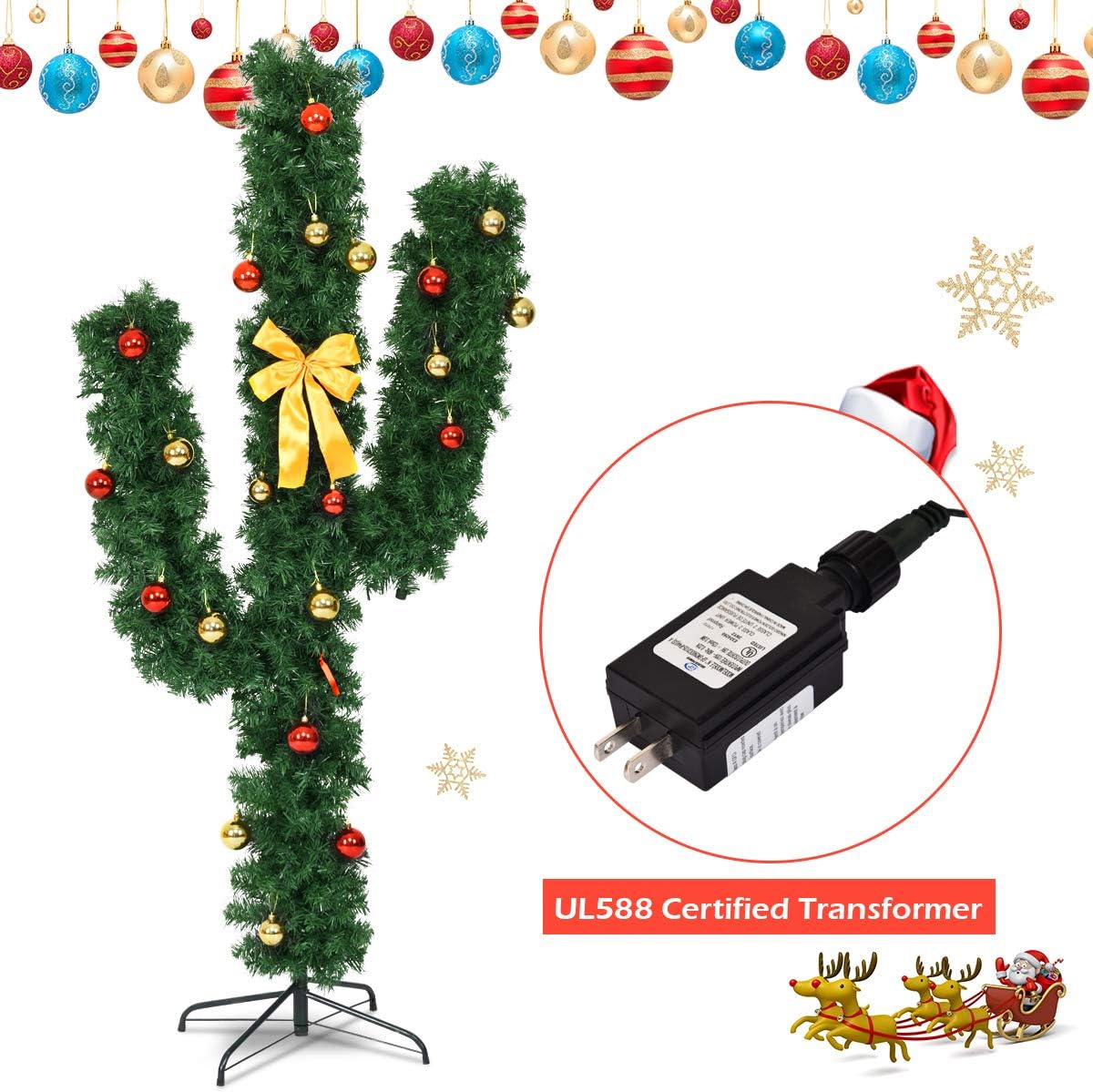 Free Shipping Offer Goplus Pre-Lit Artificial Cactus Christmas Tree with LED Lights and Ball Ornaments, Perfect Holiday Decoration Indoor Xmas Tree Buy 2 get 3 Goplus Pre-Lit Artificial Cactus Christmas Tree with LED Lights and Ball Ornaments, Perfect Holiday Decoration Indoor Xmas Tree