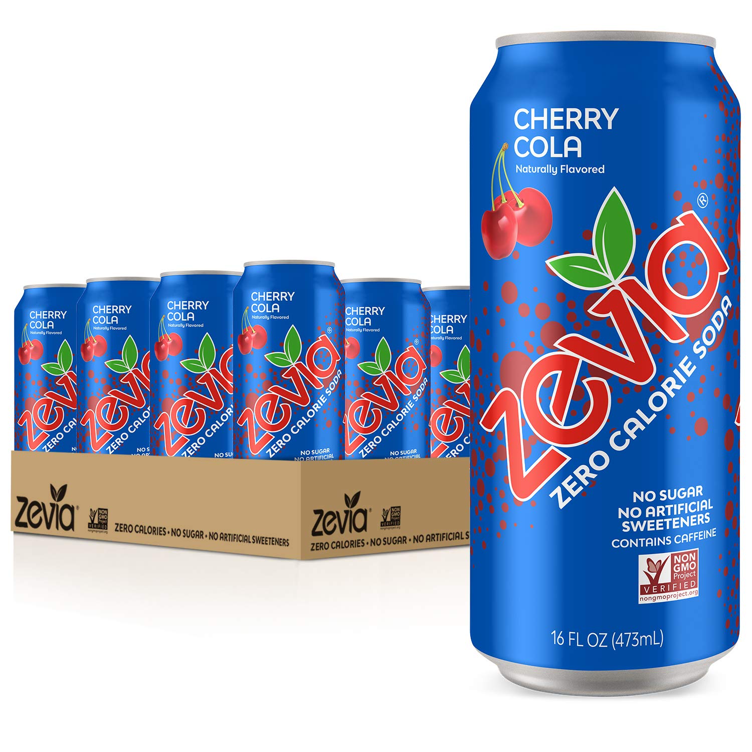 Zevia Zero Calorie Sodas Variety Pack, Dr Zevia (24 Cans) and Cherry Cola (Pack of 12 Cans)