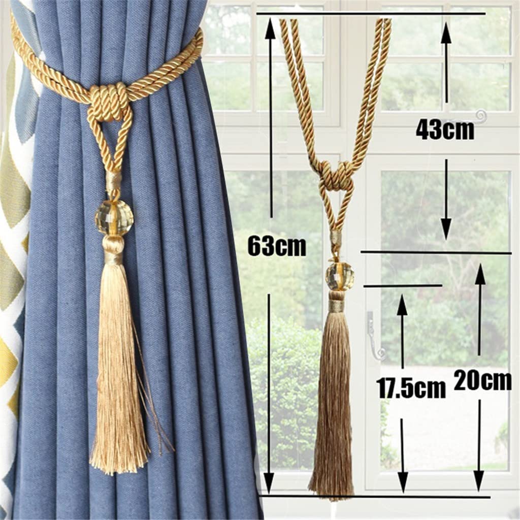 Générique 2 Pcs Glands Rideau Embrasse DIY Chambre Accessoires Glands Perle Suspendue Boule Retenue Cravate Corde Bandage Décoratif À La Maison (Couleur : A, Taille (A comme Le Montre l'image)