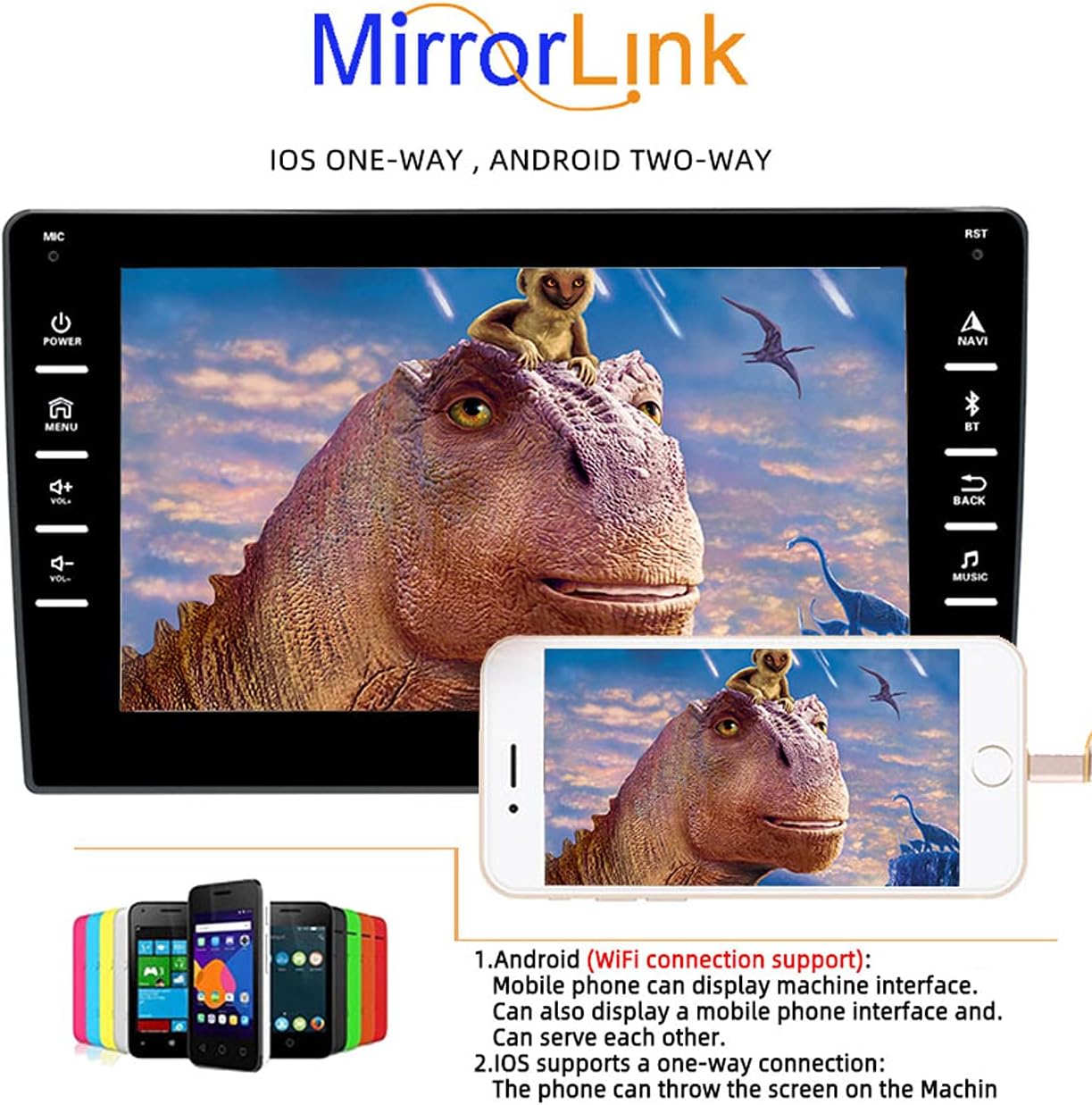 NC Android 9 Car Stereo Double Din 2+16G Car Radio 8 Inch Touch Screen Car Audio in Dash Head Unit Bluetooth GPS WiFi USB FM RDS Phone Mirror with DVR