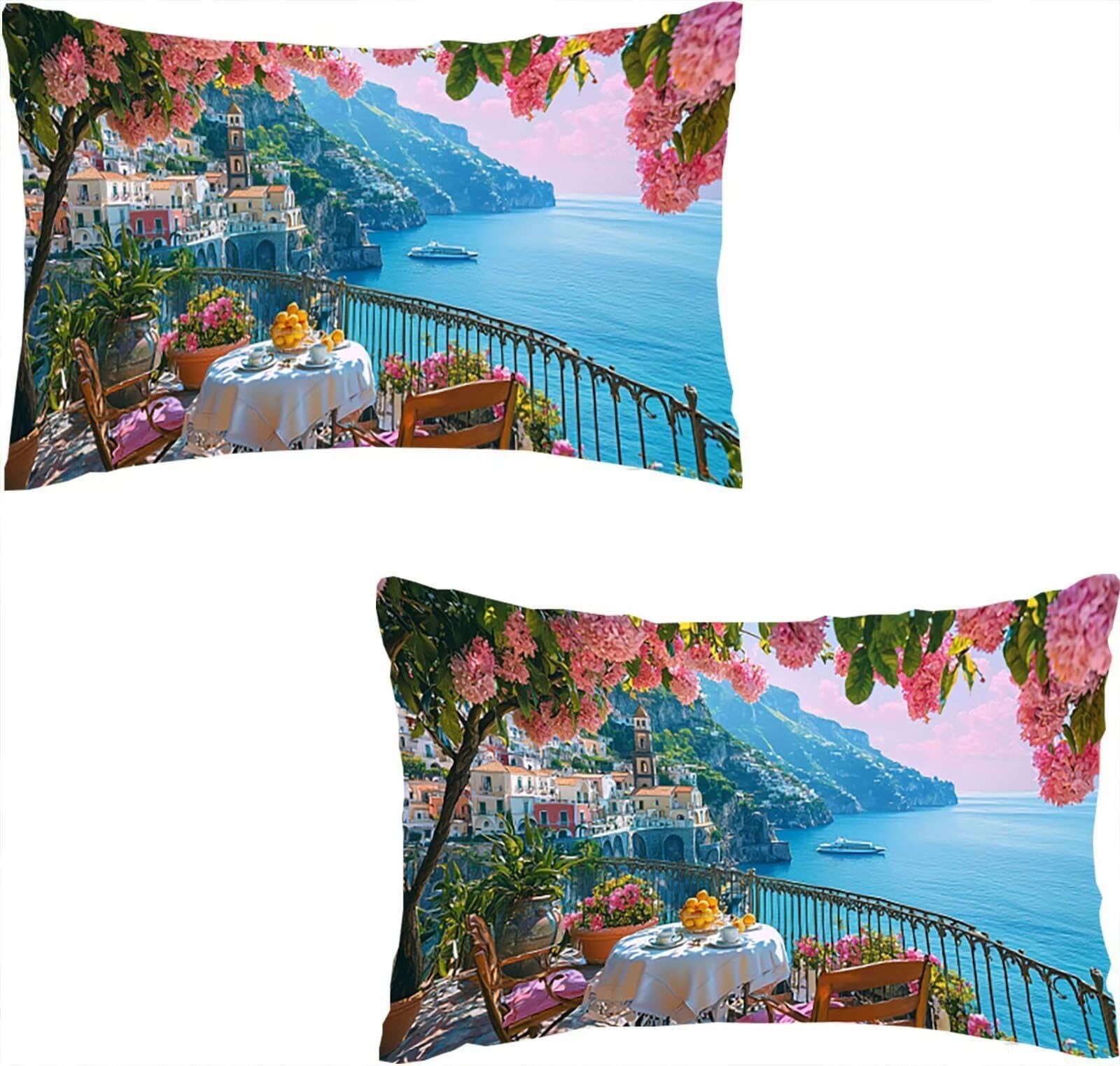 Housse de coussin 40x60 glycine en faux lin doux pour taie canapé