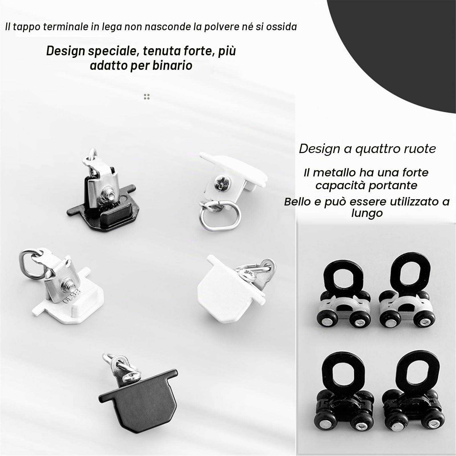 Binario Per Tende Nascosto A Soffitto, Bastone Da Tenda In Alluminio Da Incasso, Asta Per Tende Per Impieghi Gravosi Con Rulli Lisci, 100-600 Cm, Nero(Black,130cm/4.3ft)