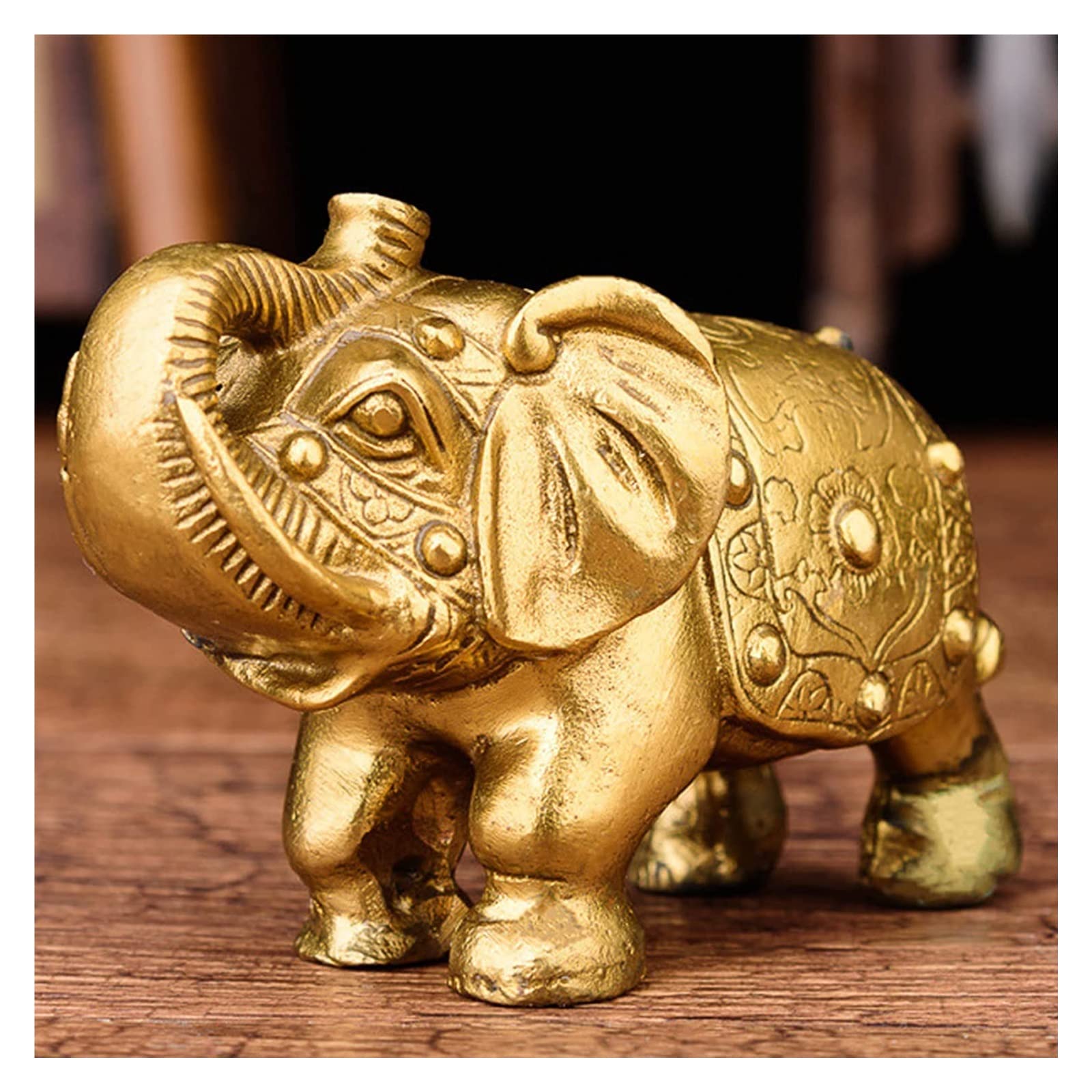 Statuette regalo per decorazione statua sculture ornamenti Feng Shui elefante statue e statuette, animali in metallo ottone per la decorazione di casa e ufficio, regalo di buona fortuna,