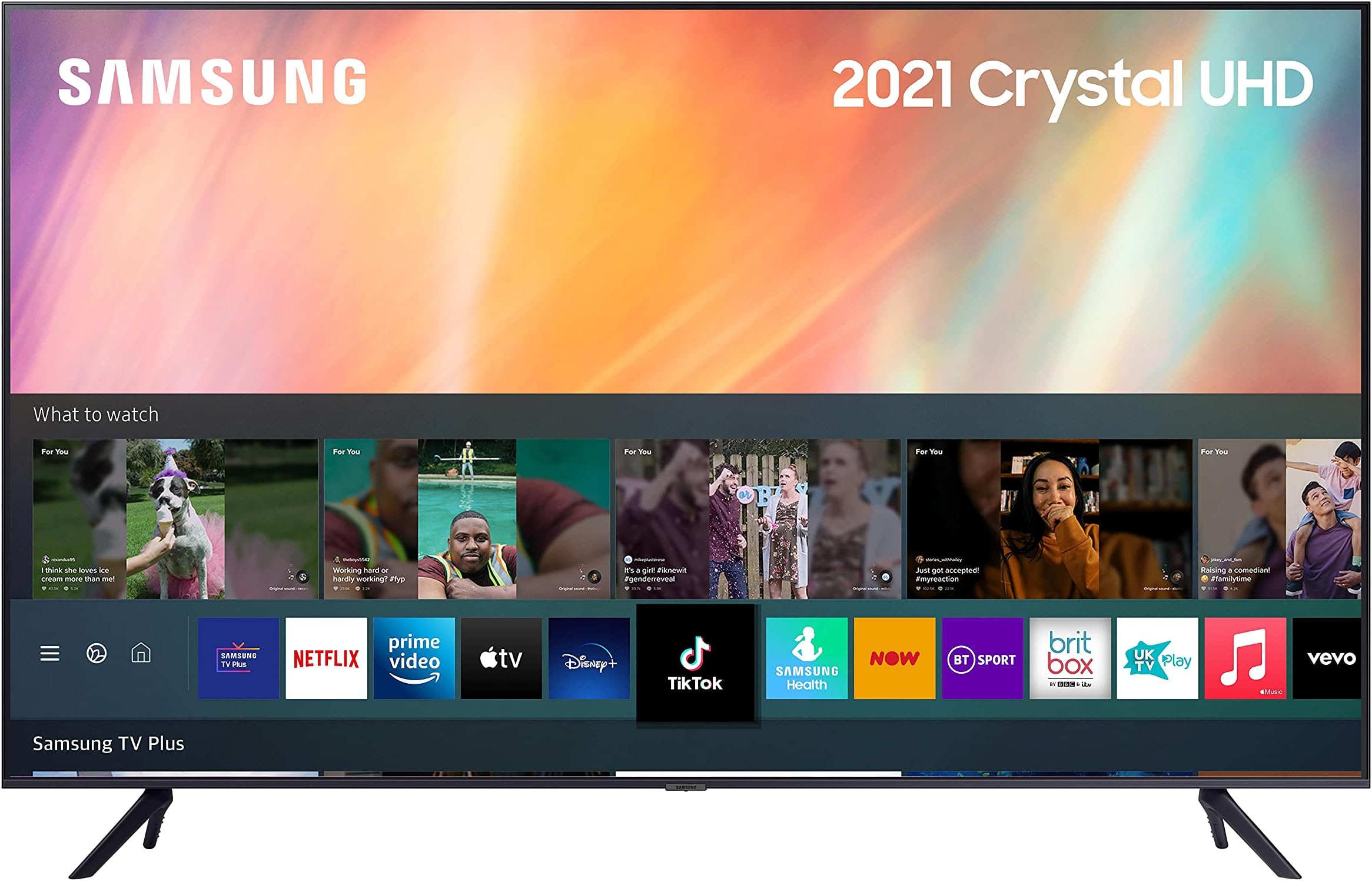 Samsung AU7110 65 Inch Smart TV (2021 Black) – Ultra Clear Picture 4K TV With HDR10+, Crystal Processor, Purcolour, Compatible With Alexa, Adaptive Sound, Samsung Q-Symphony Audio - UE65AU7110KXXU