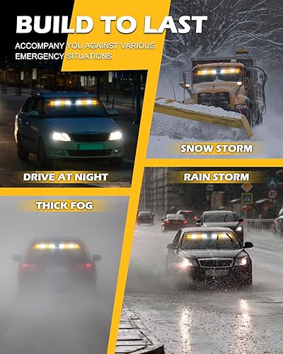 Miniatura 7 de Luces estroboscópicas de emergencia 604N con controlador 2 x 16.8 pulgadas luz de seguridad blanca ámbar con desmontable, 48 LED de seguridad