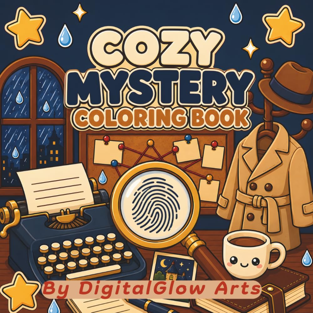 Cozy Mystery Coloring Book: Bold and Easy Designs of Mysterious Rooms, Cute Crime Scenes, and Creative Escapes