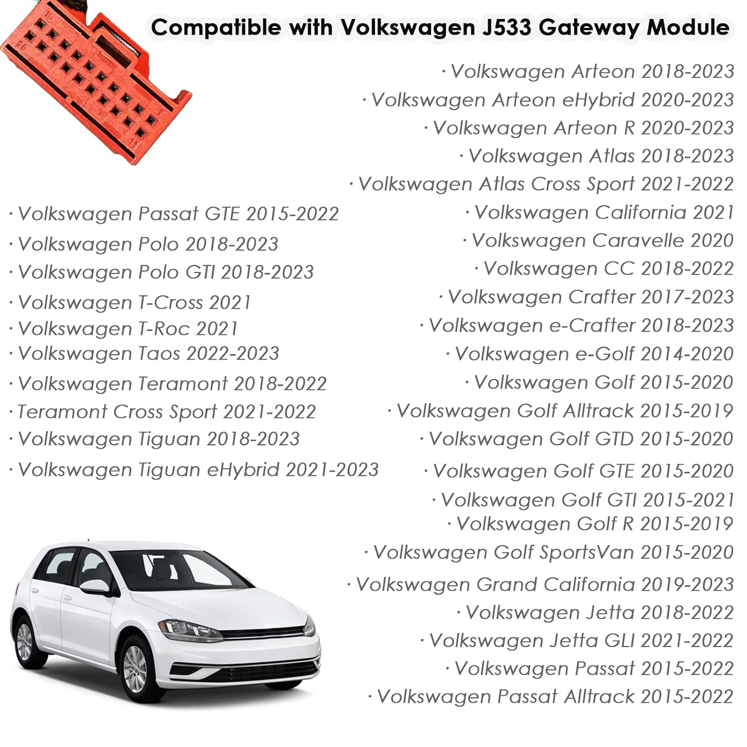 Replacement Harness Compatible with Comma 3X Replacement Part Volkswagen Models Processor Control Camera Adapter Harness Autopilot Car Harness Openpilot Accessories (J533)