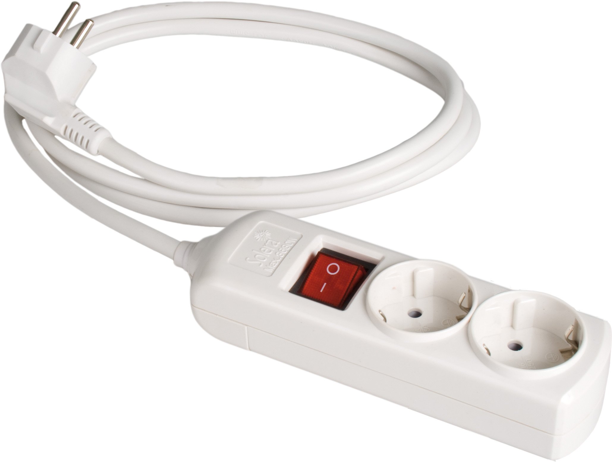 Rallonge de 2 m avec interrupteur lumineux et 2 prises Solera pour votre coin bureau