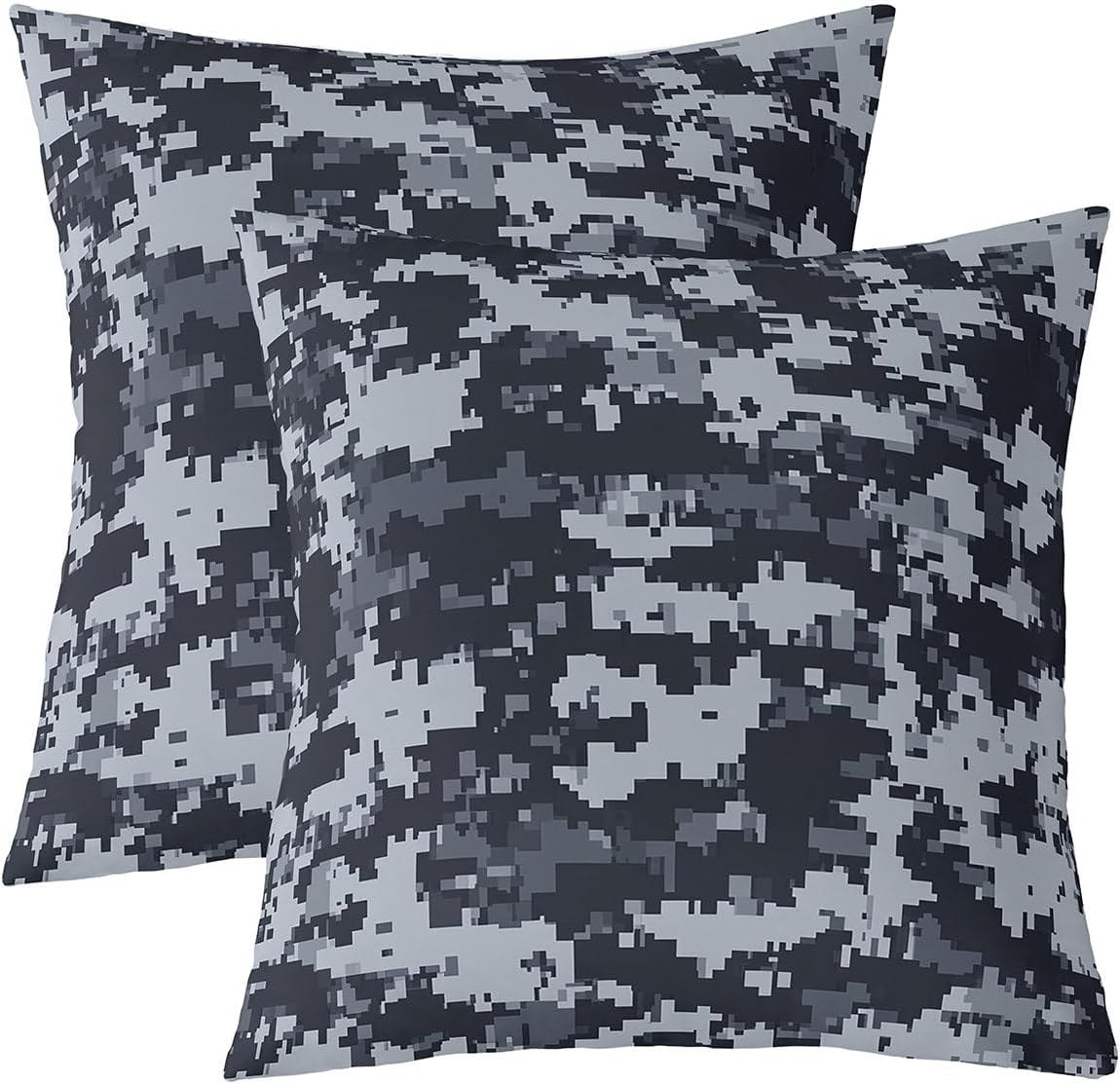 Gray Pixelated Miners Gamer Double Sides Print Pillow Covers 22"x 22",Cartoon Style Video Games Soft Square Cushion Cases,Black Checkered Grid Throw Pillowcases for Decoratons Set of 2