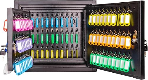 Key Lock Box Cabinet with 120 Hooks, Key Cabinet Wall Mount Key Organizer with Key Tags,Key Safe for Car, Hotels, Office, House