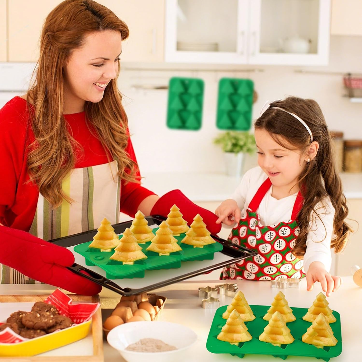 JOERSH Christmas Tree Chocolate Silicone Molds, 2Pcs Christmas Cake Mold