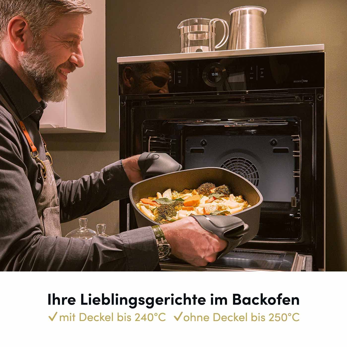 Hoffmann Schmorpfanne 32 cm hoher Rand Induktion I Made in Germany I Schmortopf Induktionsgeeignet Antihaft Beschichtet I Bräter Schmorkasserolle Kasserolle I Tiefe Aluguß Pfanne backofengeeignet