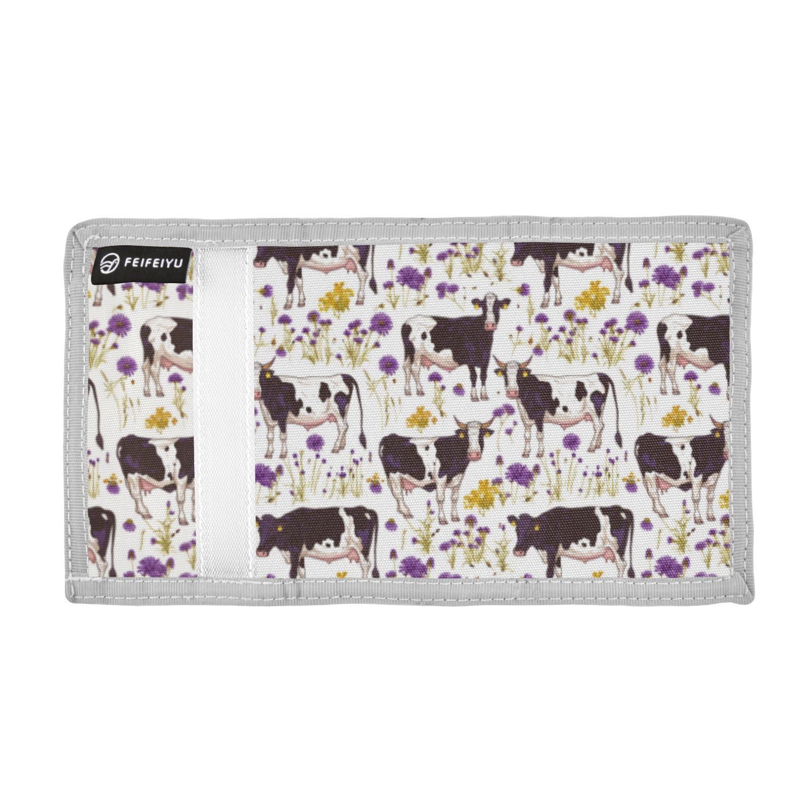 Wusikd Black White Cow Kids Wallet for Boys Girls Print Daisies Toddler Trifold Wallet Novelty Wallet for Teens Women Men