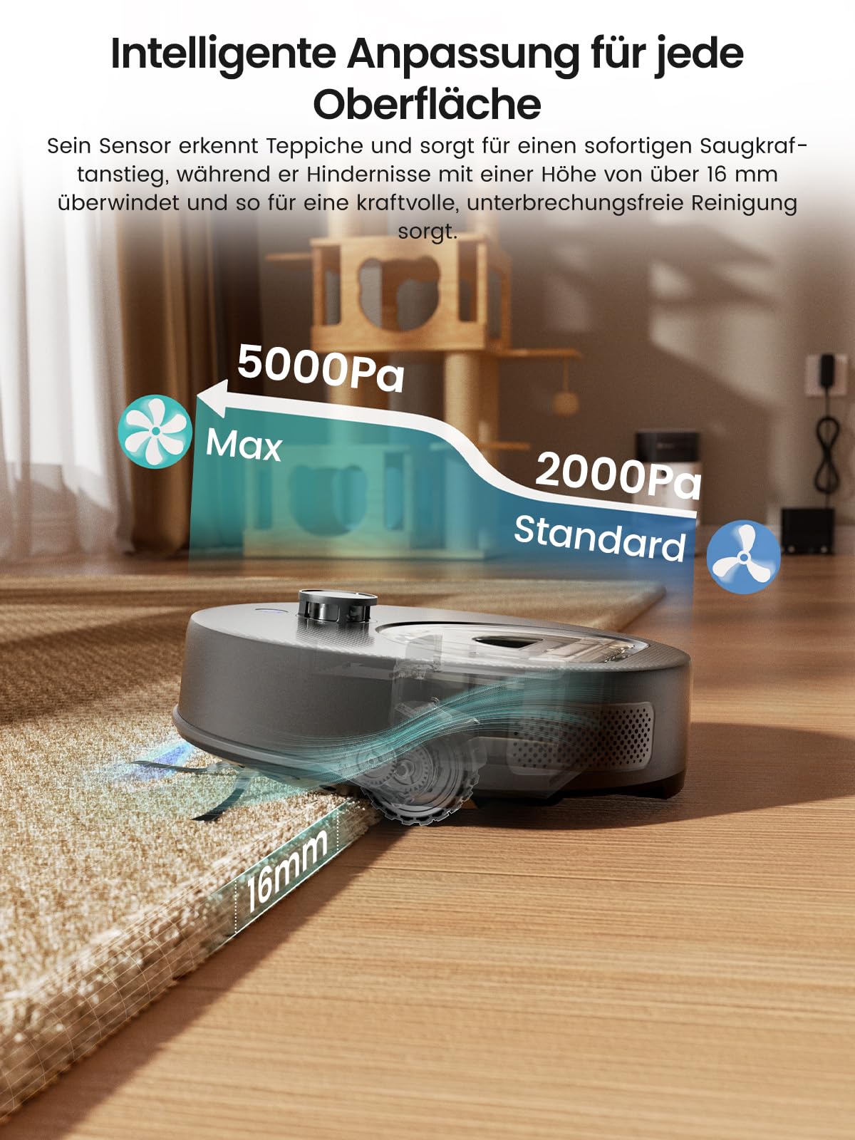 Lefant M330 Plus Saugroboter mit Wischfunktion,5000 Pa, Multi-Floor Mapping,Antikollision,Automatisches Andocken,No-Go-Zone,Vermeiden von Hindernissen,LiDAR Navigation,2.4G/5G, App und Alexa
