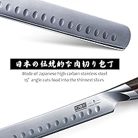 Vista 2 de HOSHANHO - Cuchillo de tallar de 12 pulgadas, cuchillo de corte de acero japonés de alto carbono con mango ergonómico de madera de Pakka, cuchillos