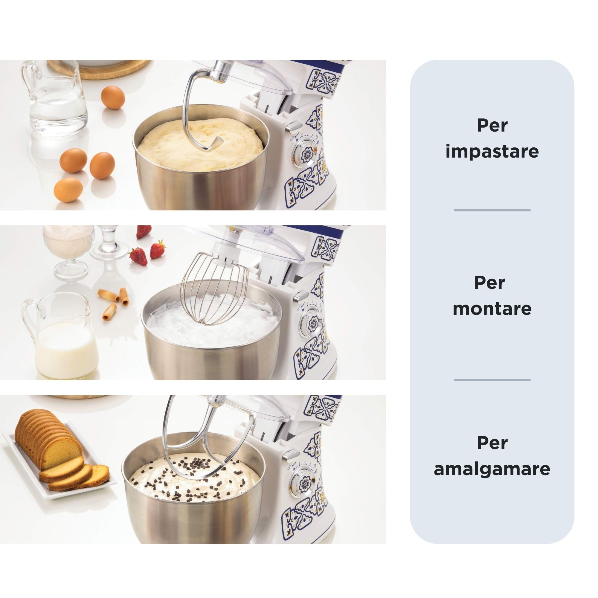 Ariete 1588 Impastatrice Capri, Planetaria, 7 velocità, 2400 Watt, 5,5 litri, Tazza Acciaio Inox
