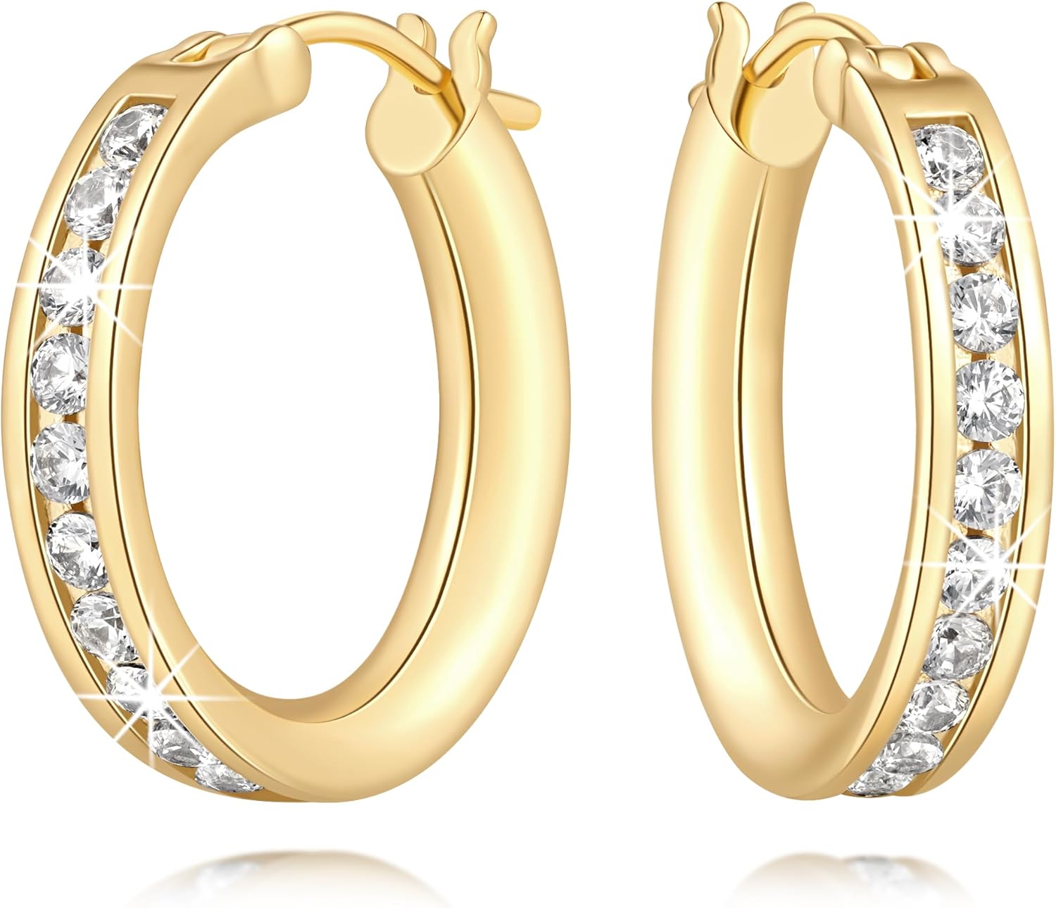 14K Gold Earrings for Women Gold Hoop Earrings for Women Hoop Earring for Womens Hoops Graceful Approachable Elegance with Cubic Zirconia Womens Huggie Hoops Earring