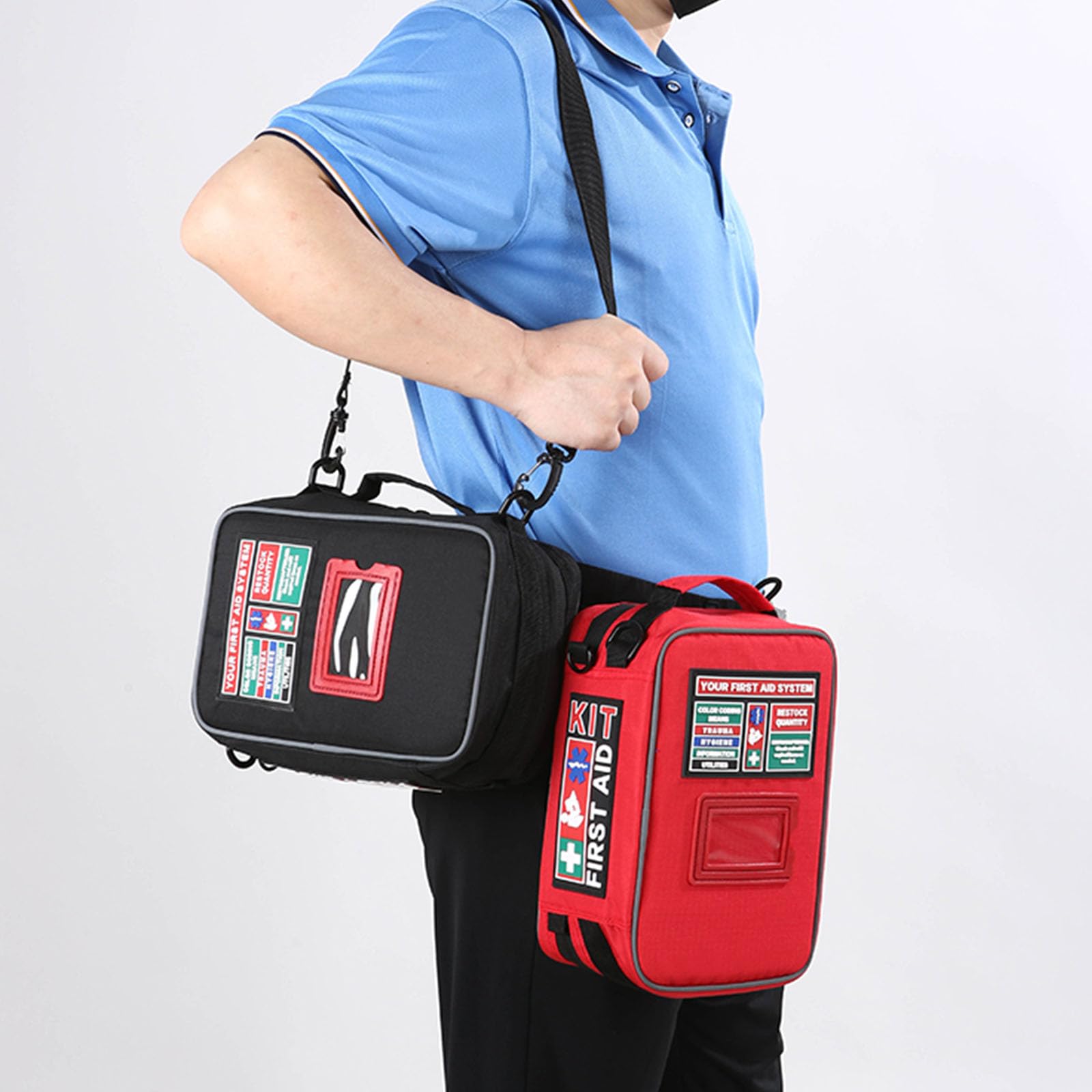 Kit di primo soccorso, borsa medica traumatologica di grande capacità, per casa, ufficio, campeggio, escursionismo e attività all'aperto, Rosso