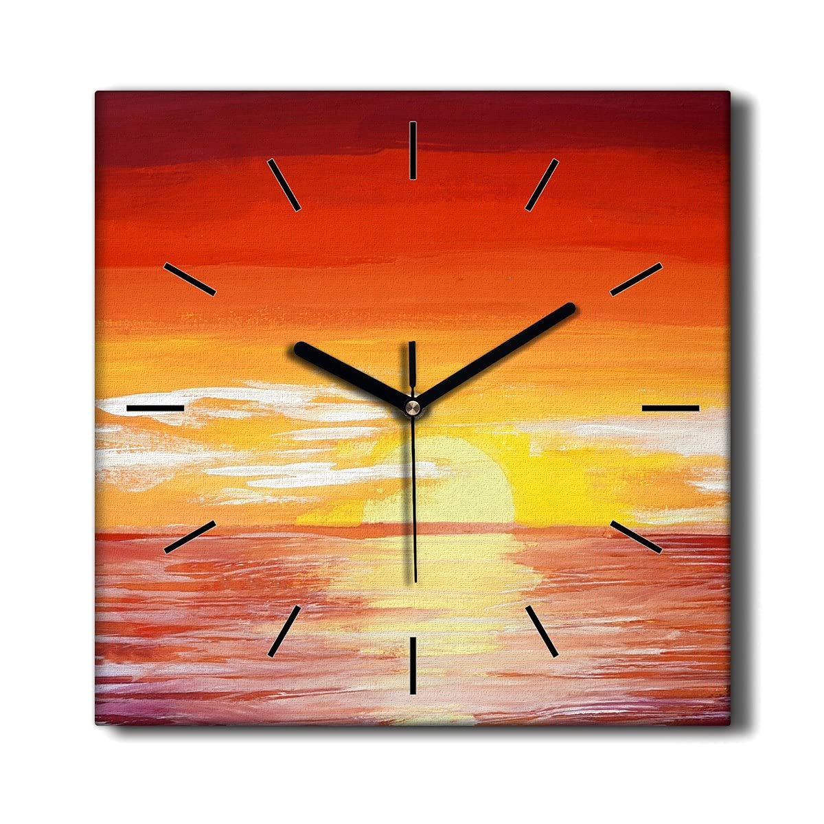 Horloge sur Toile 30x30cm Coloray Mer Coucher de Soleil