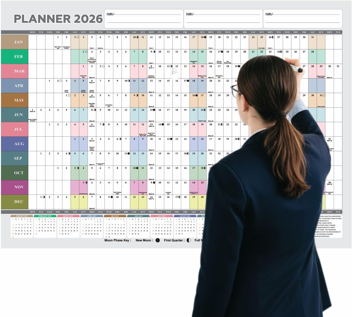 A1 Wall Planner 2025 Wall Calendar Large Jan to Dec Yearly Planner Full Year Planning Chart Academic Annual Poster for Student Family Home School Office Work Study 59.4x84.1cm(Folded)(1pc)(Multi)