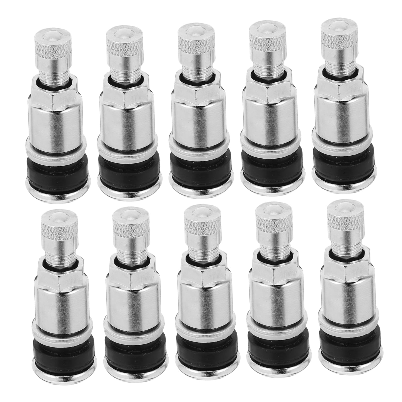 BESTOYARD 10 Pezzi Valvole per Pneumatici Veicoli in Acciaio 45 Resistente all'Usura Stelo Valvola Facile da Installare Cappuccio Argento per Ruote Veicoli