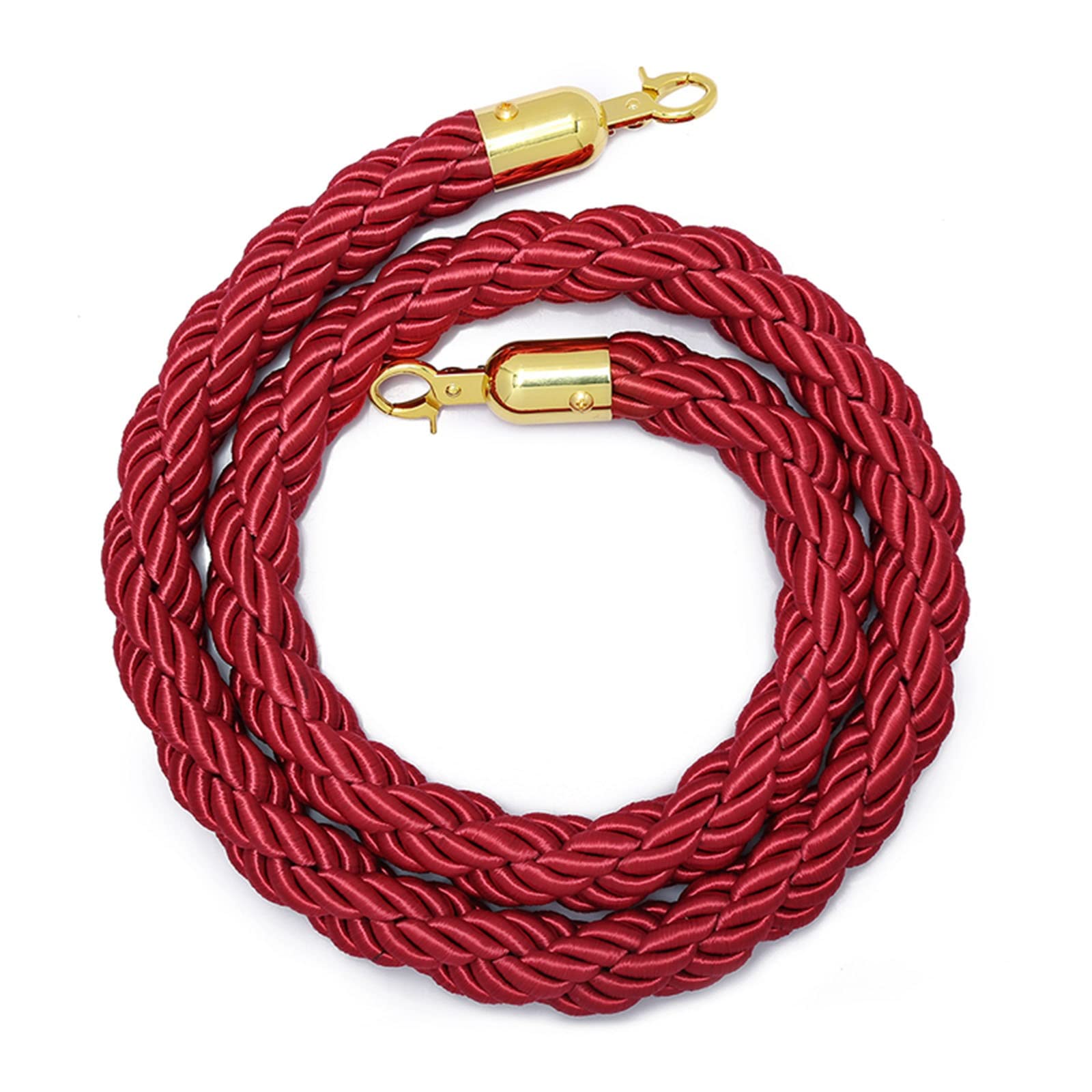 Paquete de 2 cuerdas de control de multitudes de 3,2 cm de grosor, cuerda de barrera de cola roja para conciertos, teatros y hoteles, cuerda trenzada de 1,5 m con ganchos