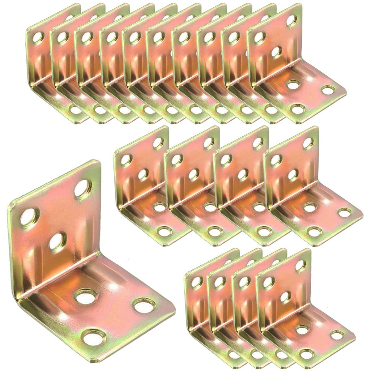 Corner Bracket, 20 Pack Heavy Duty Iron Angle Brace, 30 x 30mm L-Shaped Brackets, Bracket Fastener, Metal Steel Brackets for Fixing Furniture, Bronze