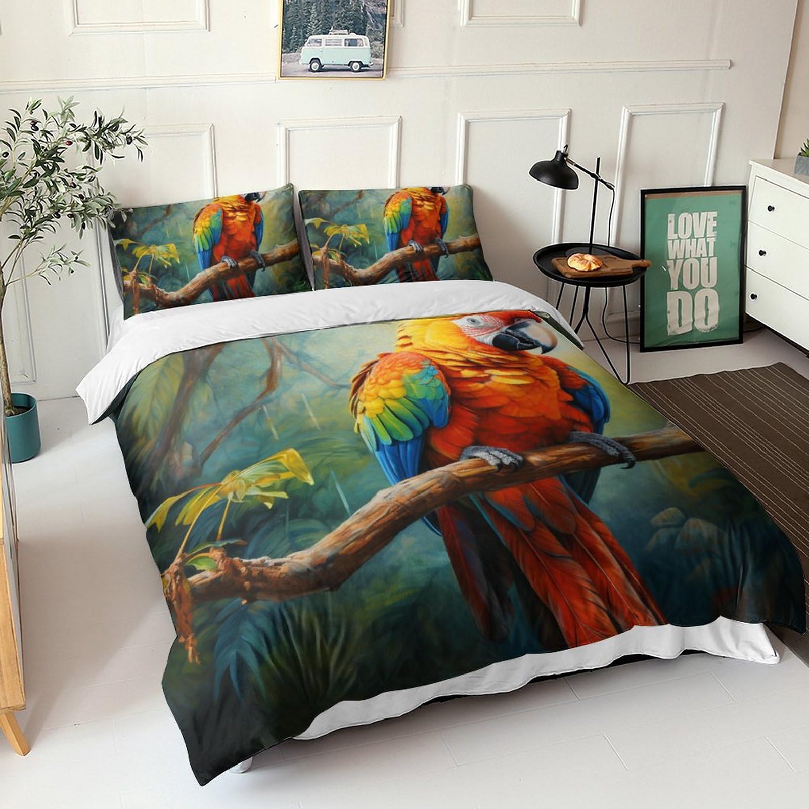Housse de couette perroquet impression 3D linge de lit animaux sauvage