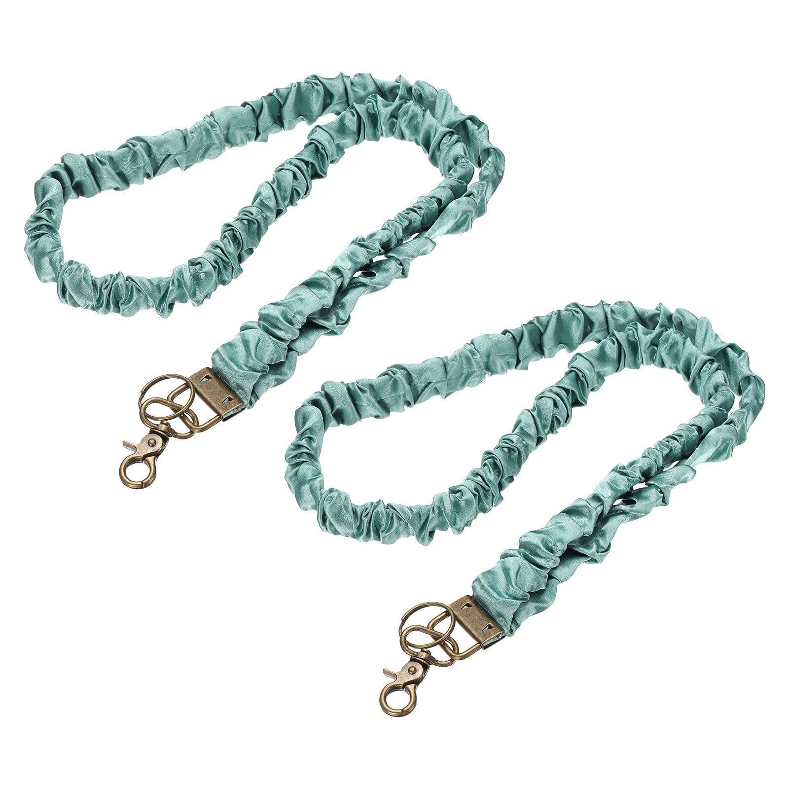 PATIKIL Scrunchie Lanyard Teacher, 2 Pack Stretchy Lanyards for Teachers Cute Lanyards ID Badge Holder with Clips for Women Keychain Card Holder, Green