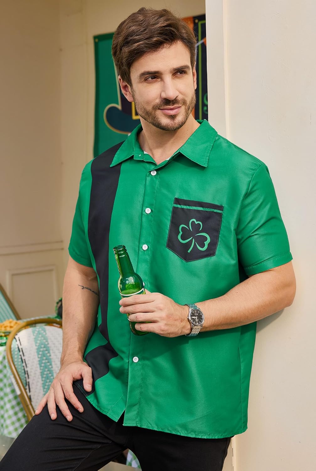 Arvilhill Men's St Patricks Day Printed Button Up Shirt - Image 7