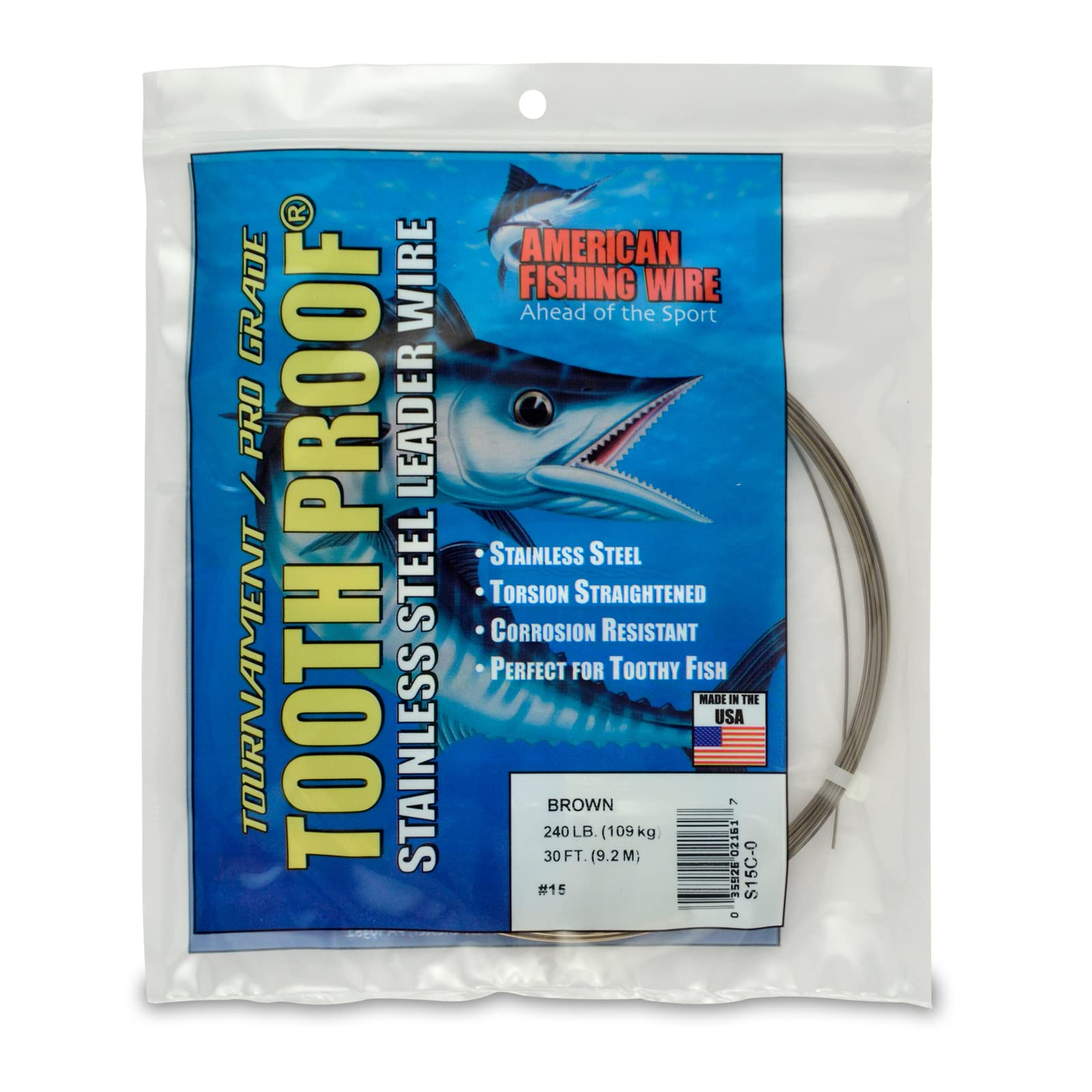 American Fishing Wire Tooth Proof Stainless Steel Single Strand Leader Wire