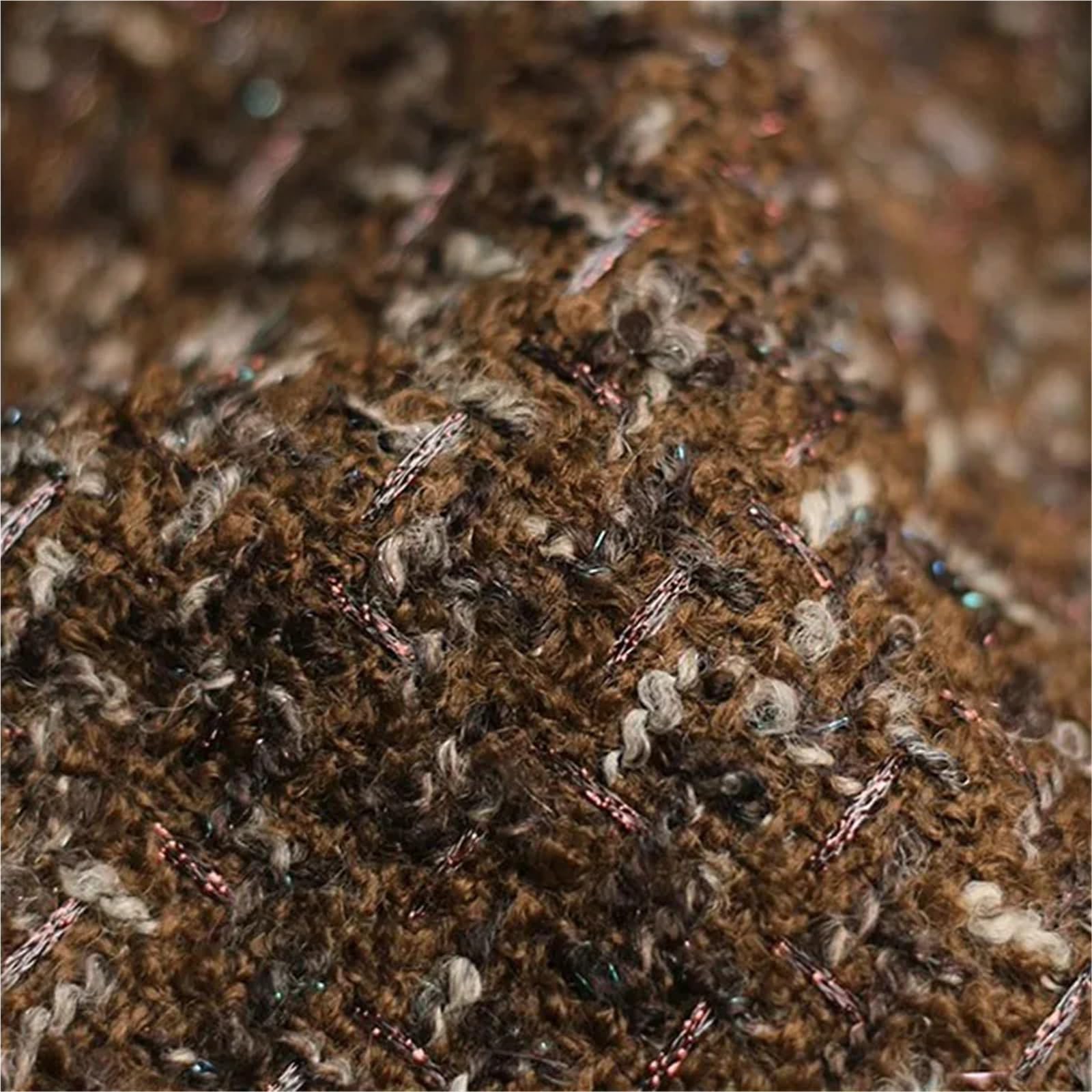 Tissu Tweed Mélange de Laine Polyester Teint en Fil tressé