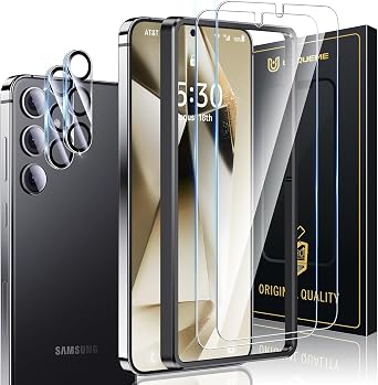 UniqueMe for Samsung Galaxy S24 Plus Screen Protector, Case Friendly HD Clear Anti-Scratch 9H Tempered Glass for S24 Plus 2 Pack + Camera Lens Protector 2 Pack 6.7 inch