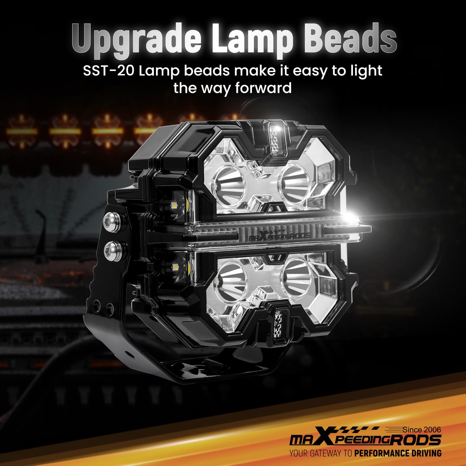 maXpeedingrods Faro LED fuoristrada 5 in 178 W, 21360 lm, con luce di marcia diurna bianca, 3 modalità, faretto laterale 270° per camion Wrangler, jeep pickup, ATV, con coperture nere