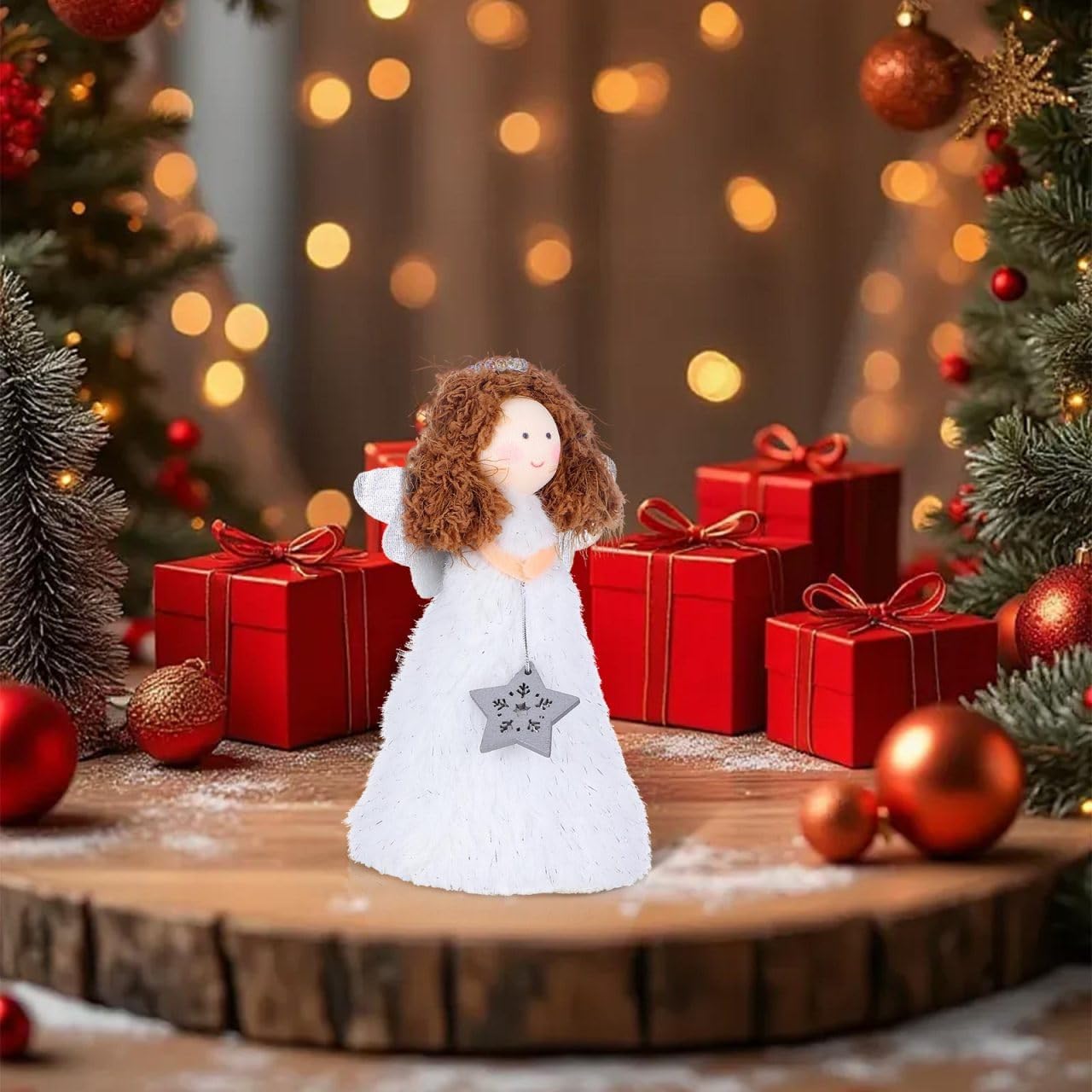 KESYOO Christmas Angel Tree Topper Small Angel Xmas Tree Decoration Lightweight for Indoor Holiday Festival Home Office - Image 6